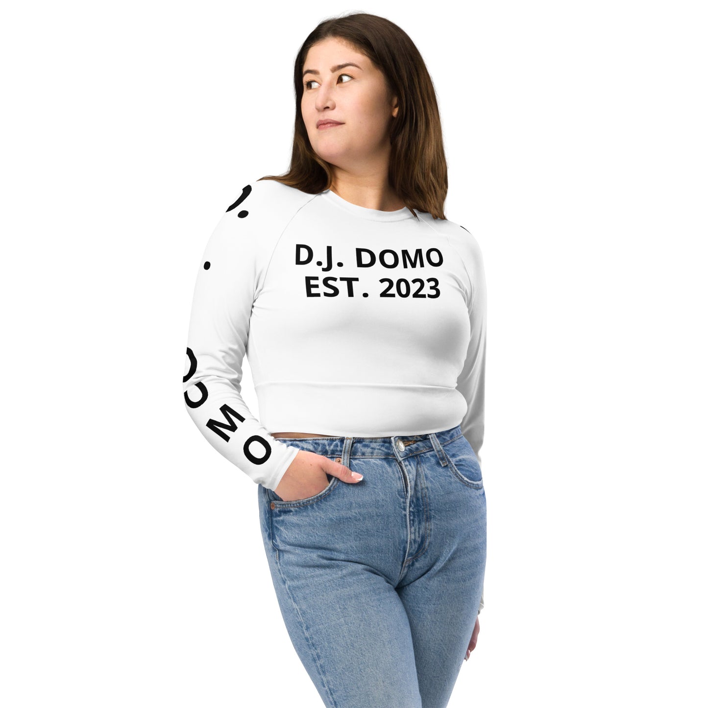 D.J. Domo "Pay It Forward" Long-Sleeve Crop Top White/Black