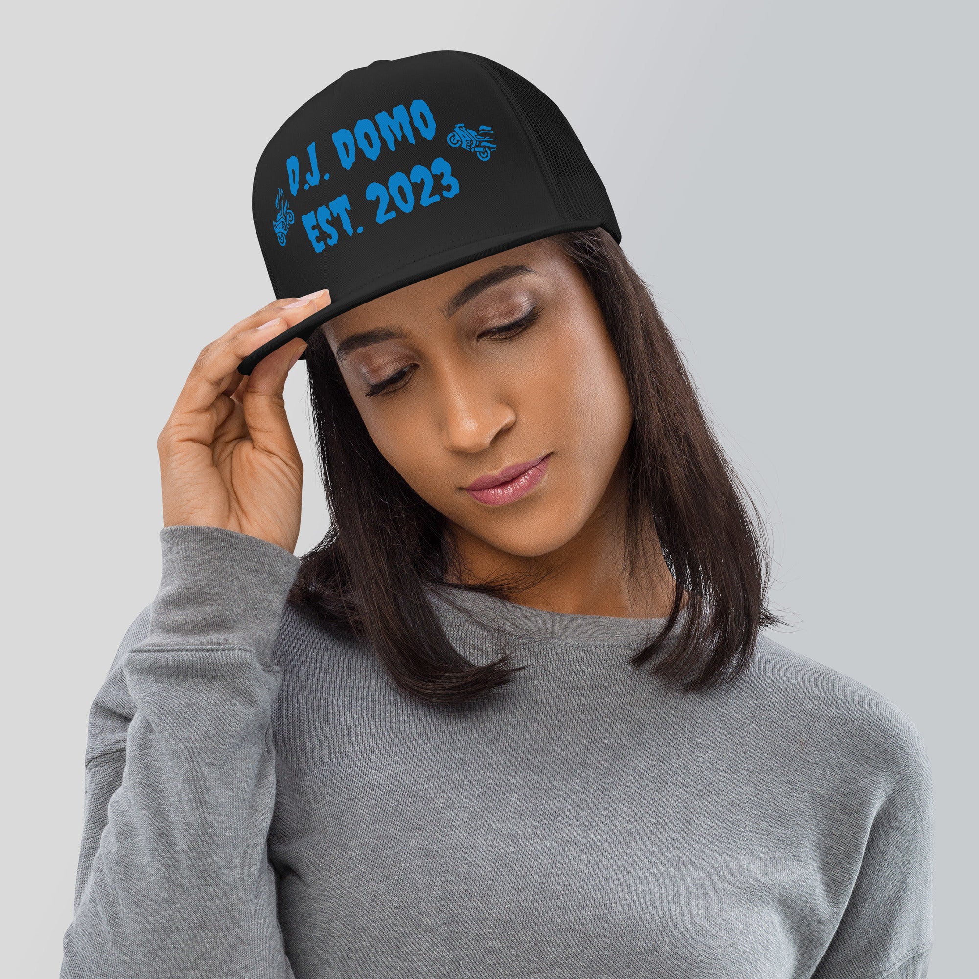 "Biker" Trucker Cap Multi Color/Light Blue