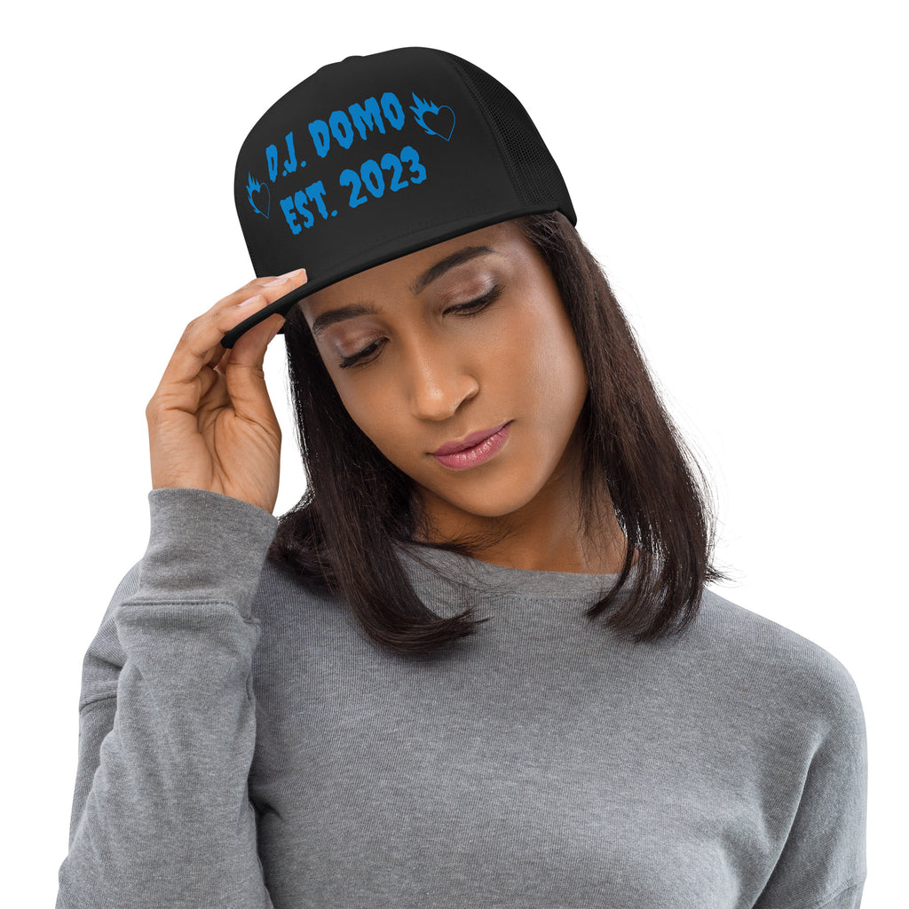 "Fire Hearts" Trucker Cap Multi Color/Light Blue