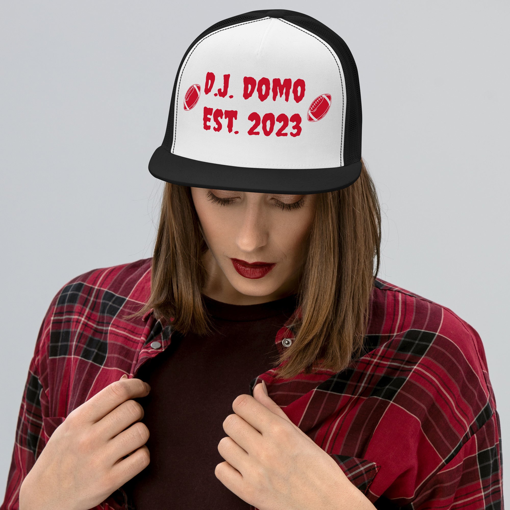 "Football" Trucker Cap Multi Color/Red