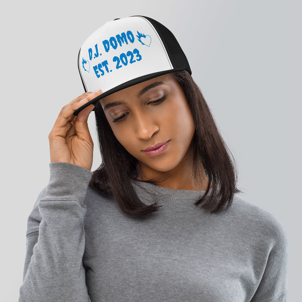 "Fire Hearts" Trucker Cap Multi Color/Light Blue