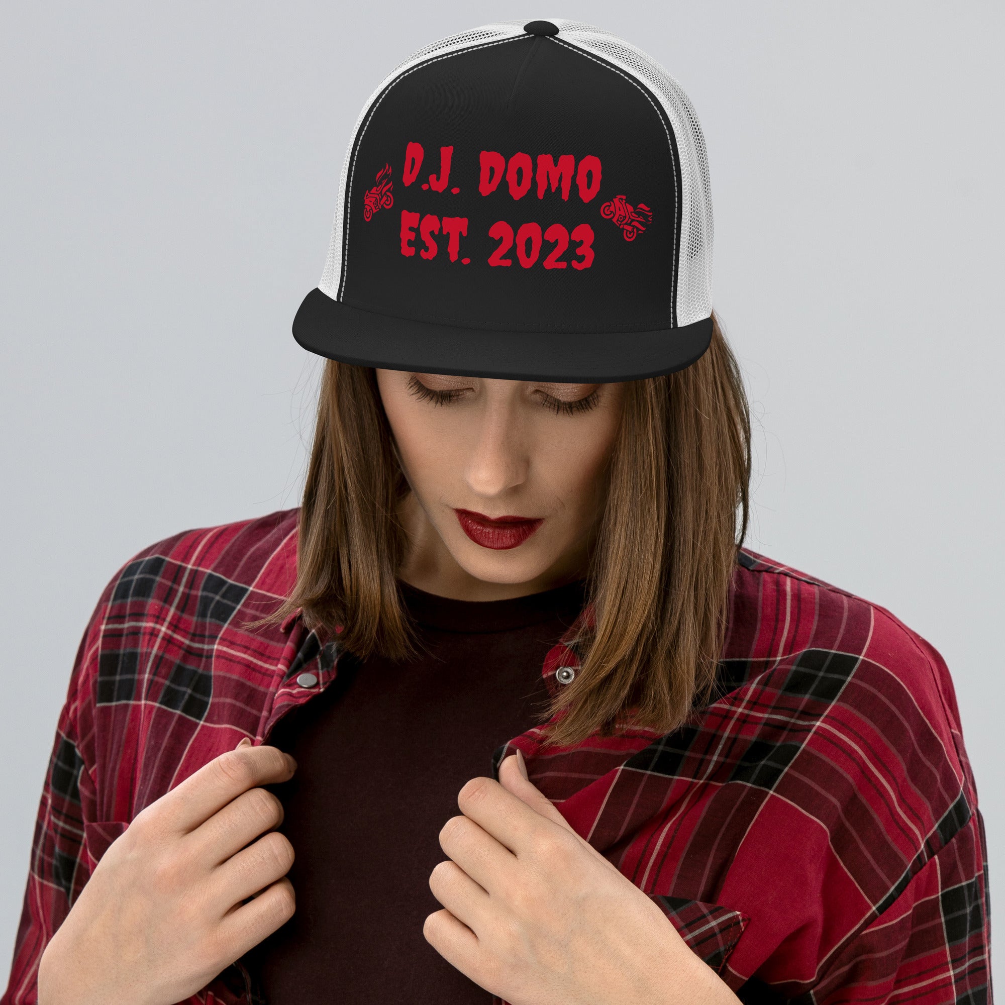 "Biker" Trucker Cap Multi Color/Red