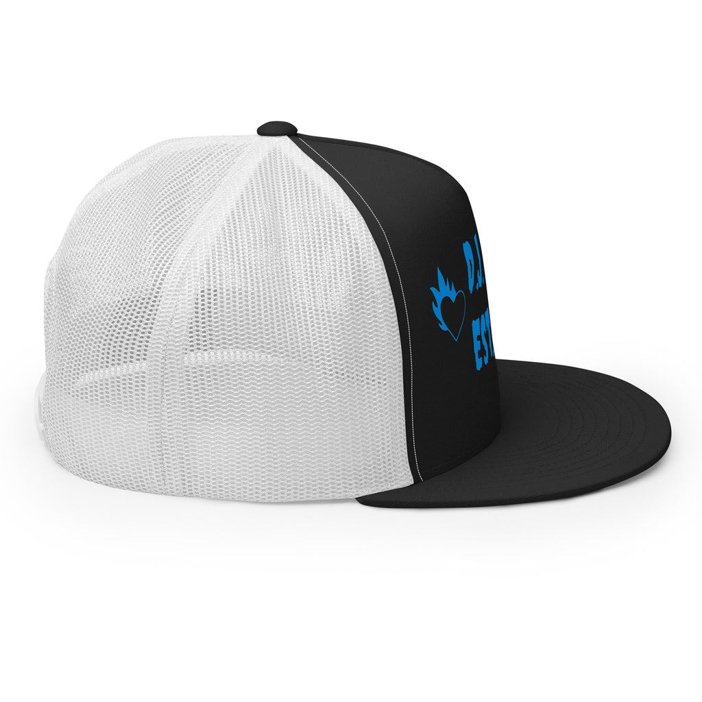 "Fire Hearts" Trucker Cap Multi Color/Light Blue