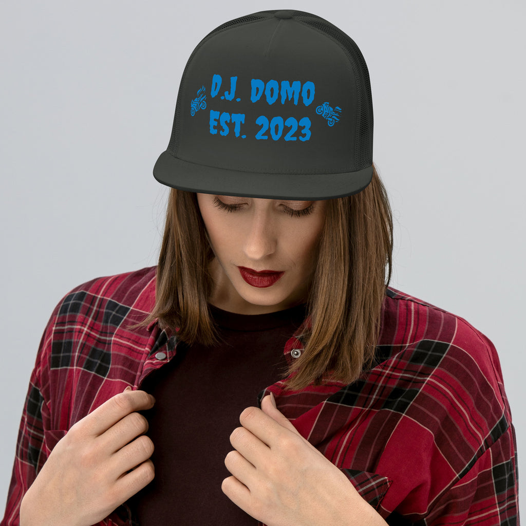 "Biker" Trucker Cap Multi Color/Light Blue