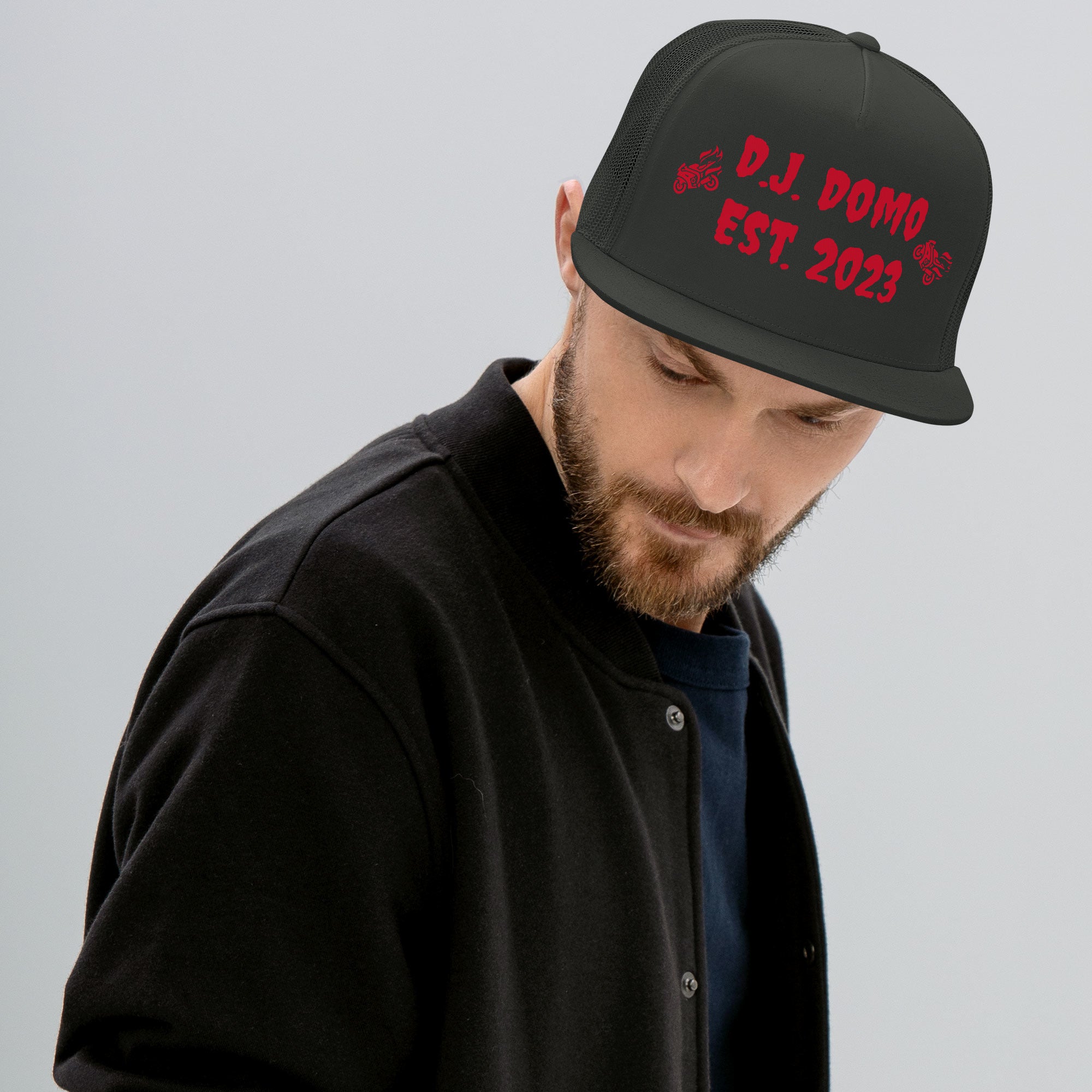 "Biker" Trucker Cap Multi Color/Red