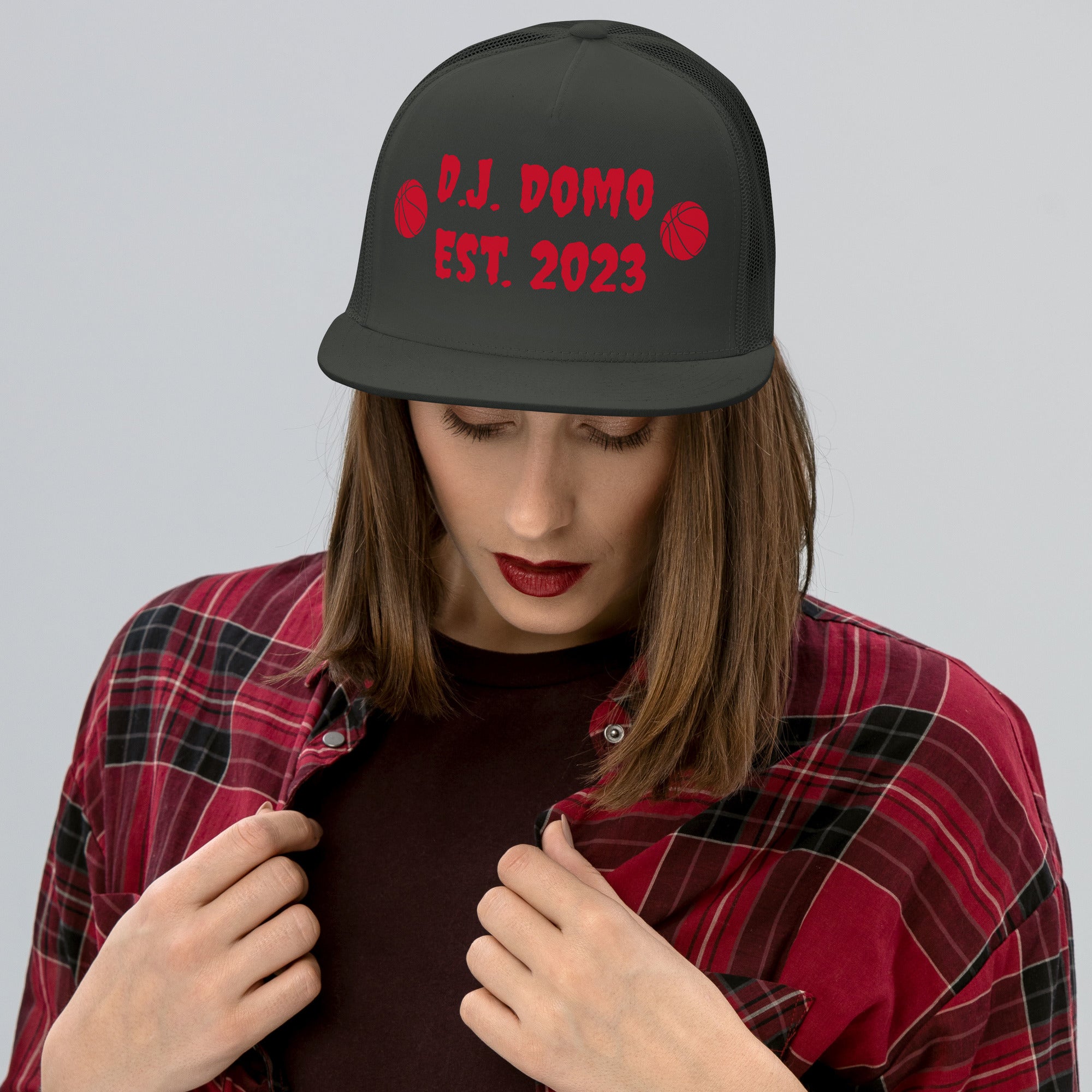 "Basketball" Trucker Cap Multi Color/Red