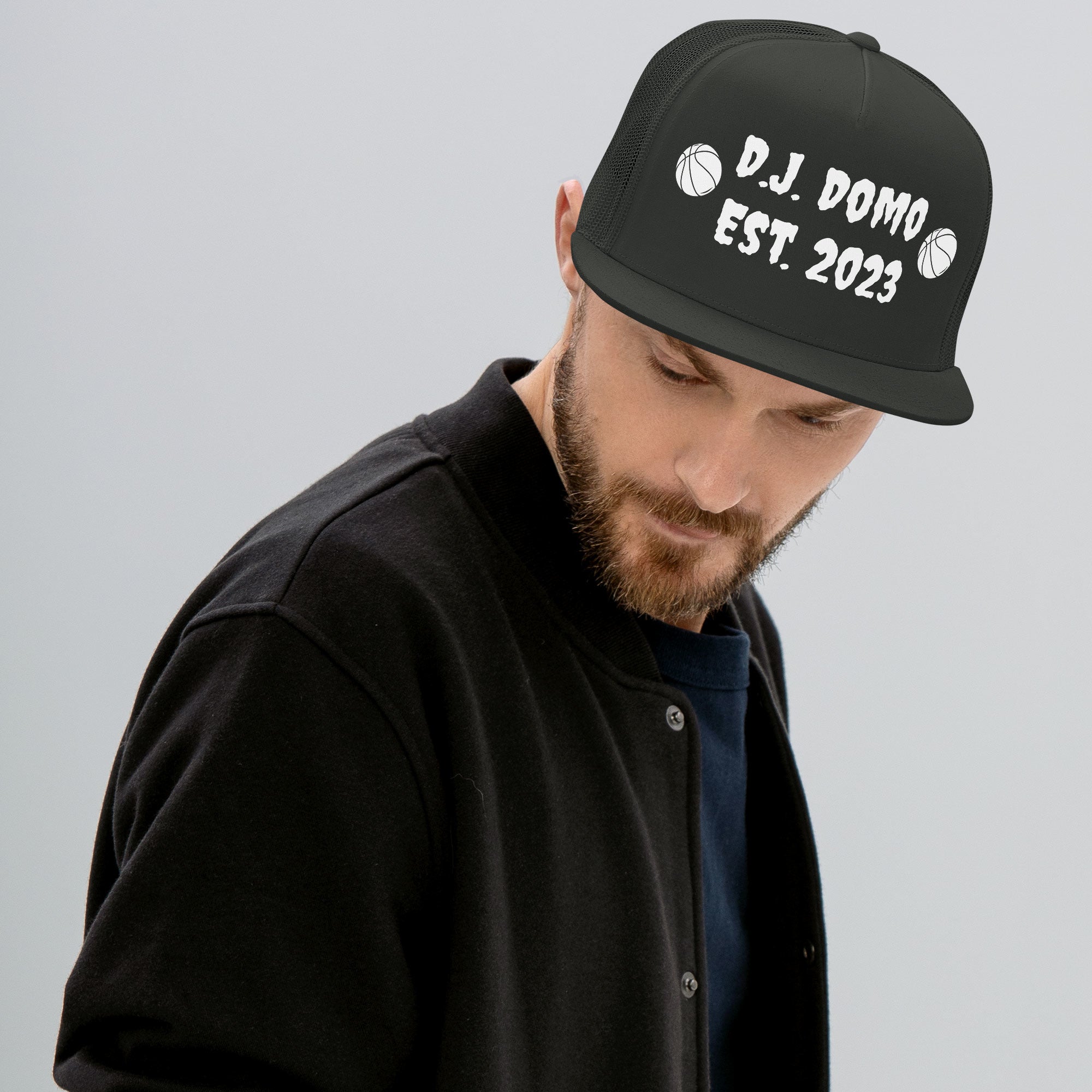 "Basketball" Trucker Cap Multi Color/White
