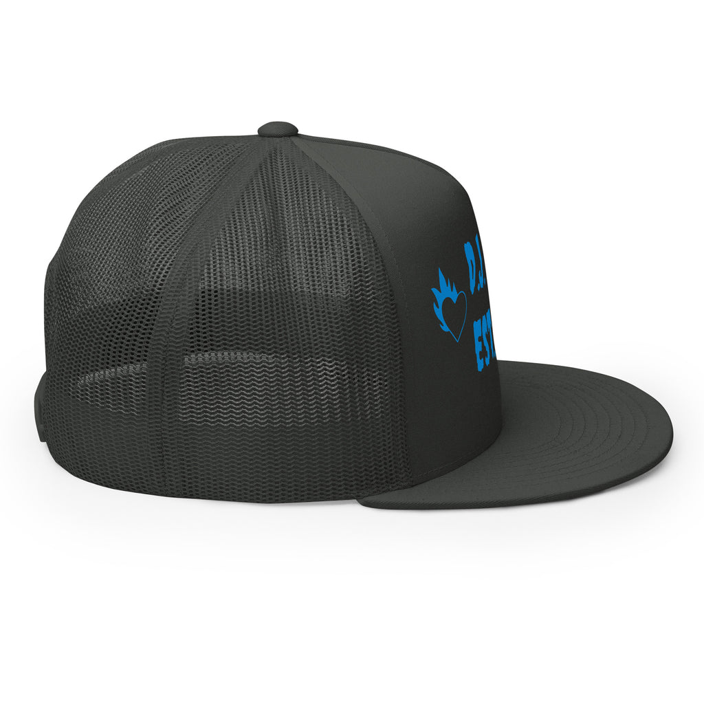 "Fire Hearts" Trucker Cap Multi Color/Light Blue