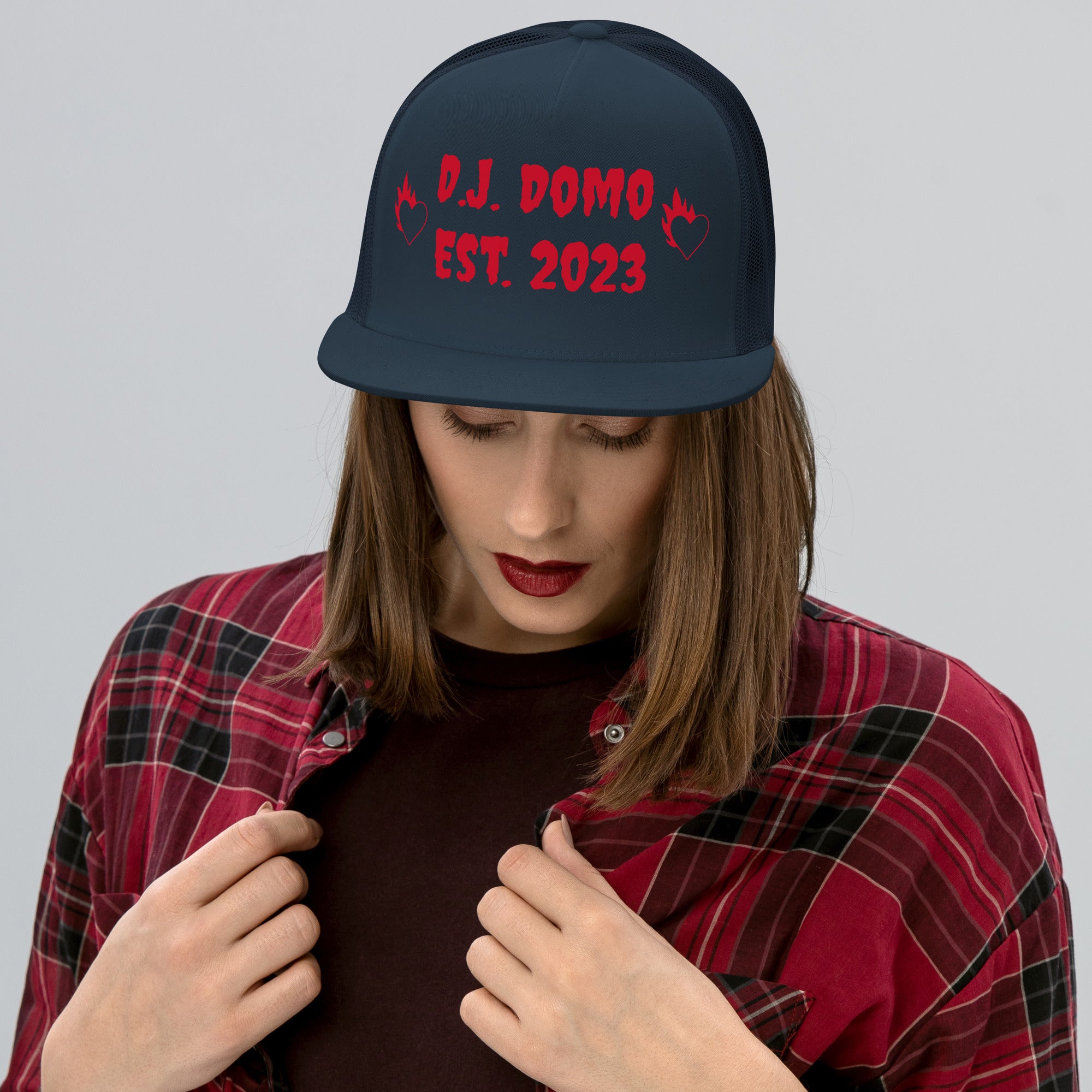 "Fire Hearts" Trucker Cap Multi Color/Red