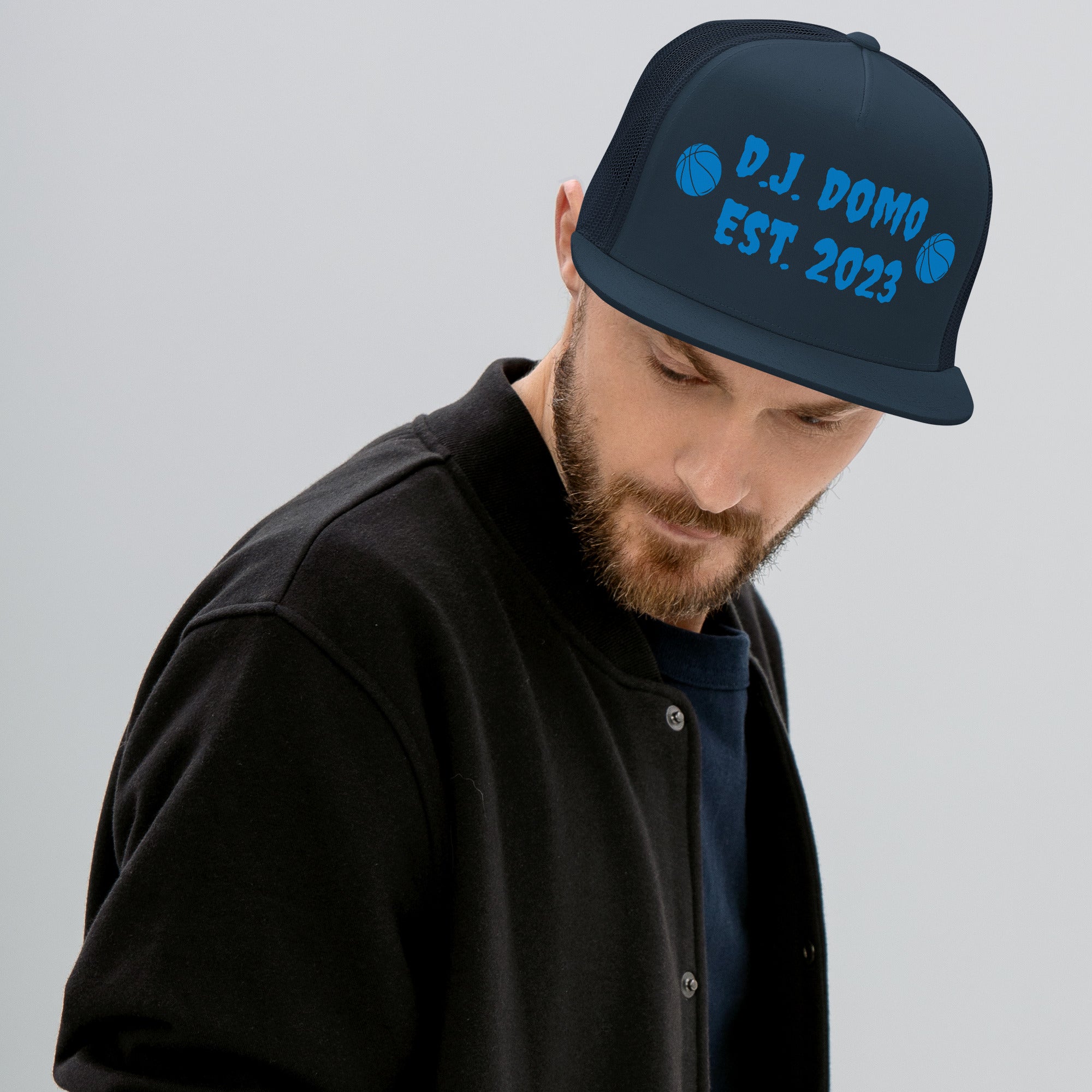 "Basketball" Trucker Cap Multi Color/Light Blue