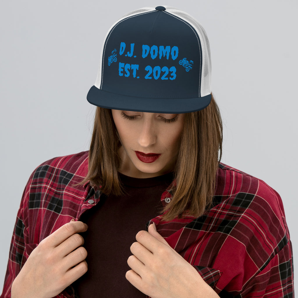 "Biker" Trucker Cap Multi Color/Light Blue