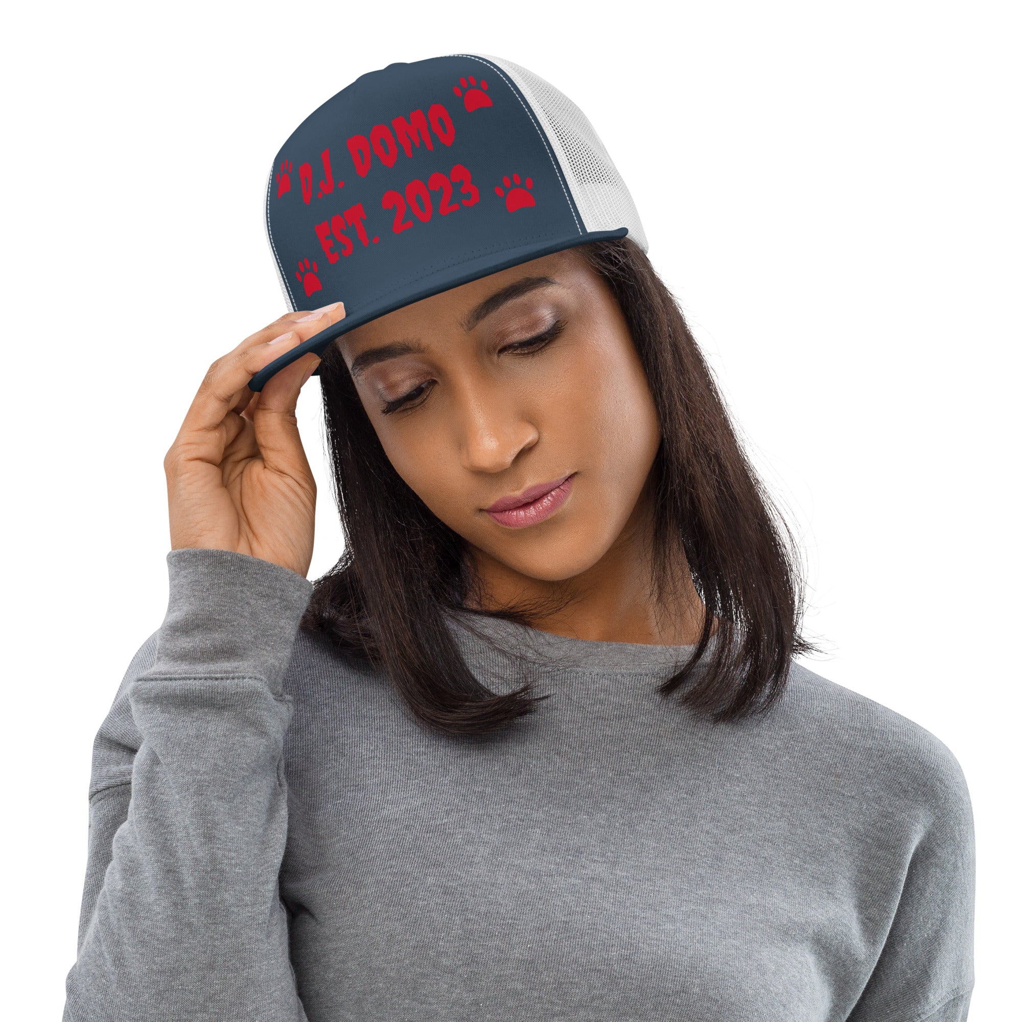 "Dog Paws" Trucker Cap Multi Color/Red