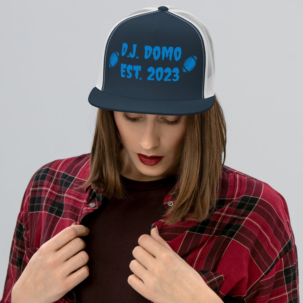 "Football" Trucker Cap Multi Color/Light Blue