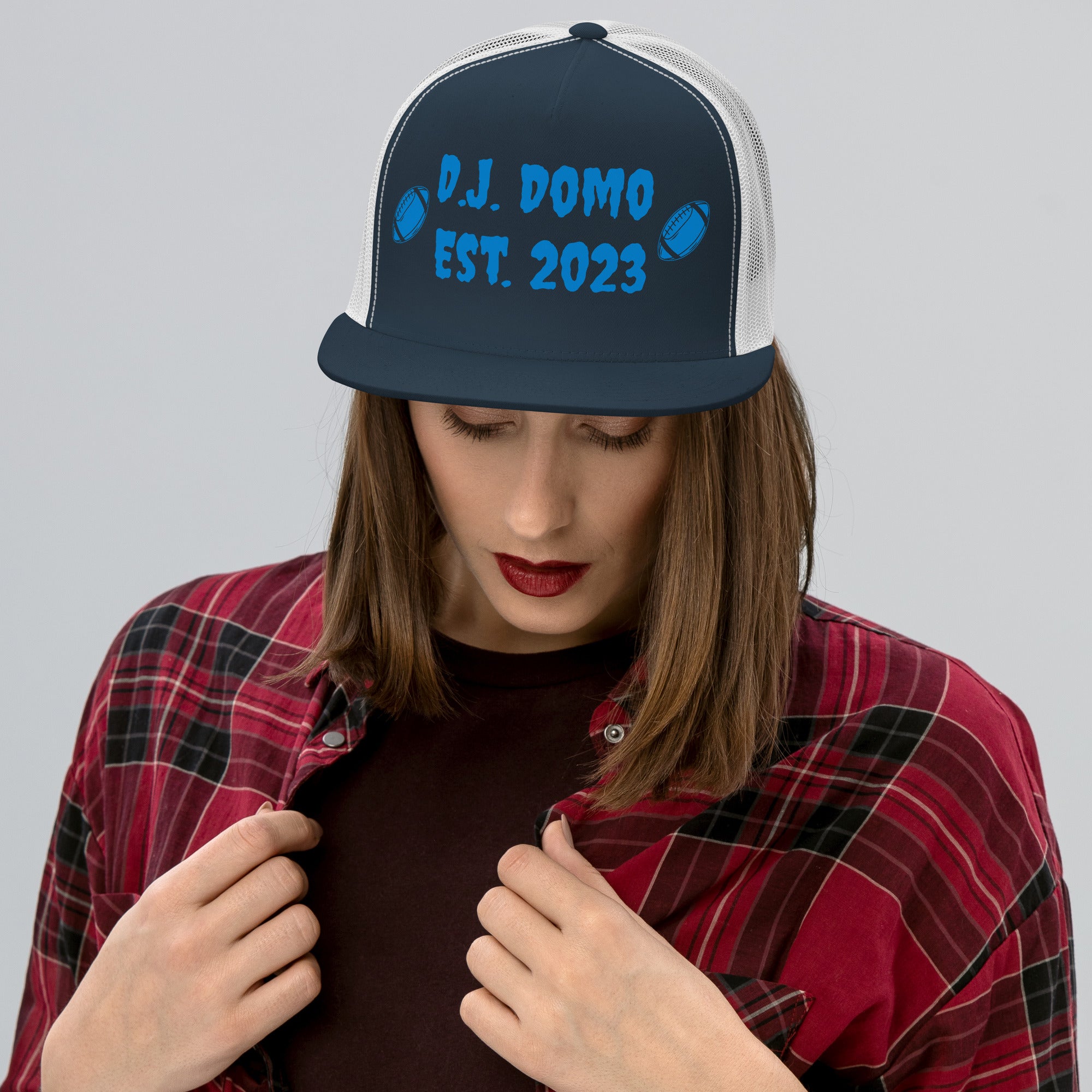 "Football" Trucker Cap Multi Color/Light Blue
