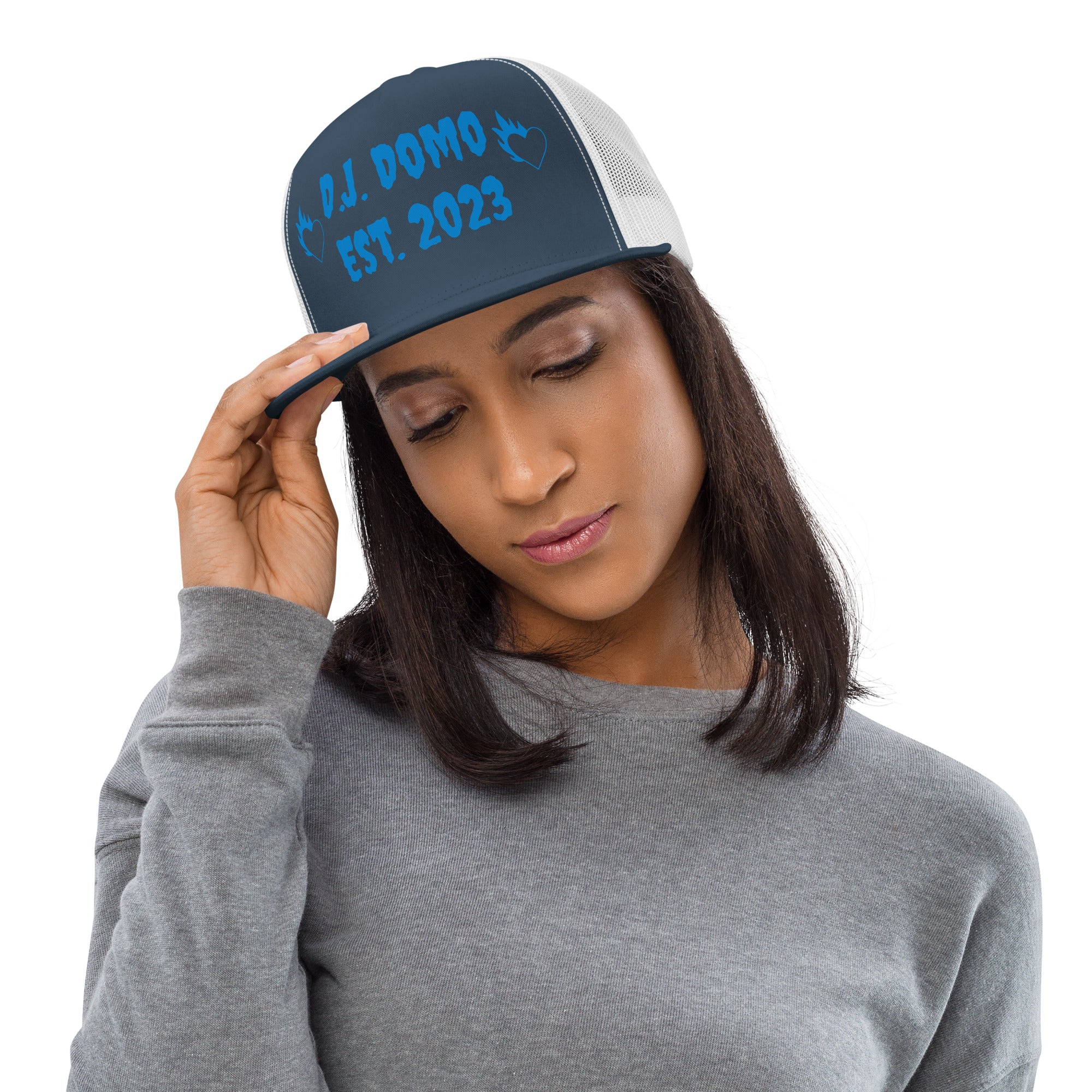"Fire Hearts" Trucker Cap Multi Color/Light Blue