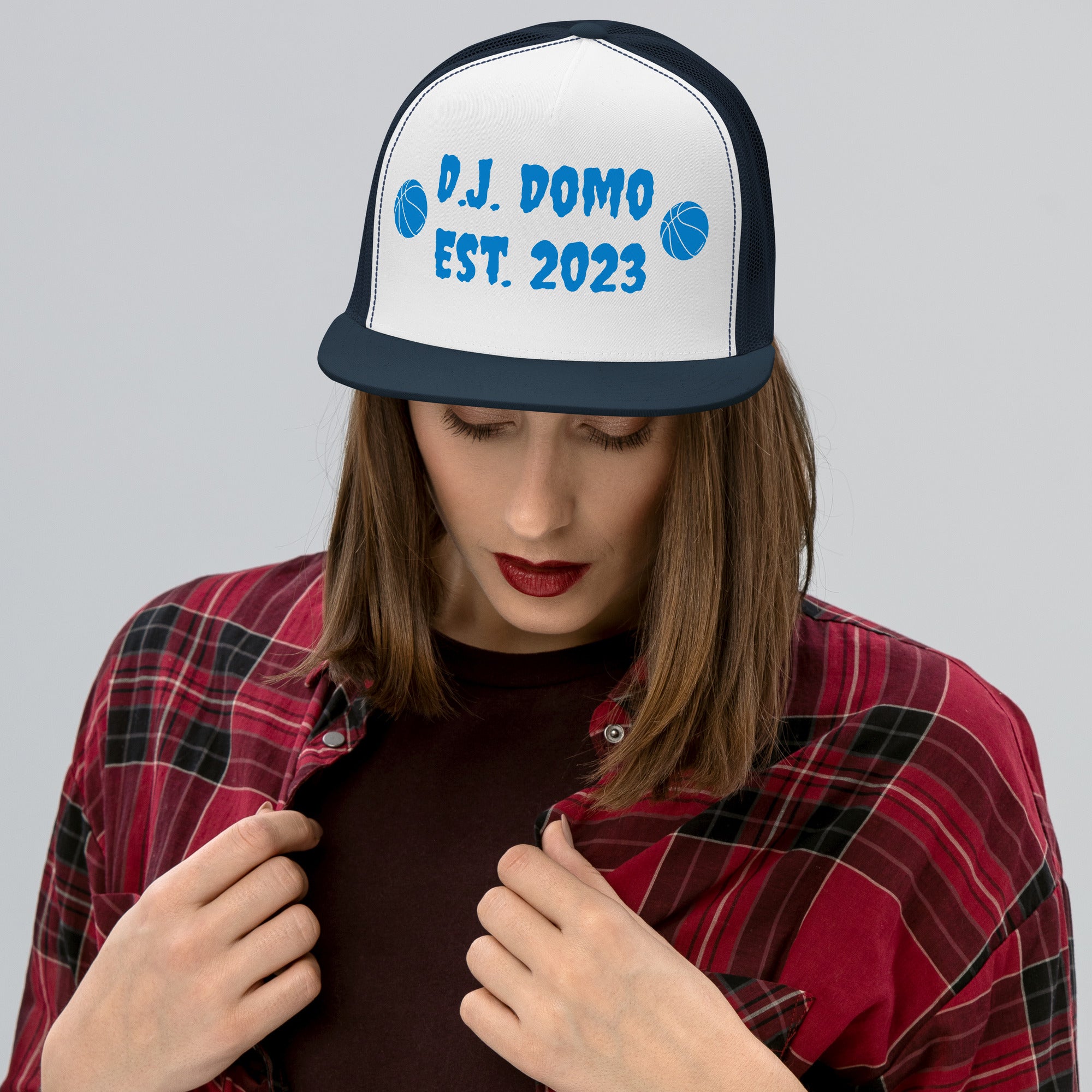"Basketball" Trucker Cap Multi Color/Light Blue