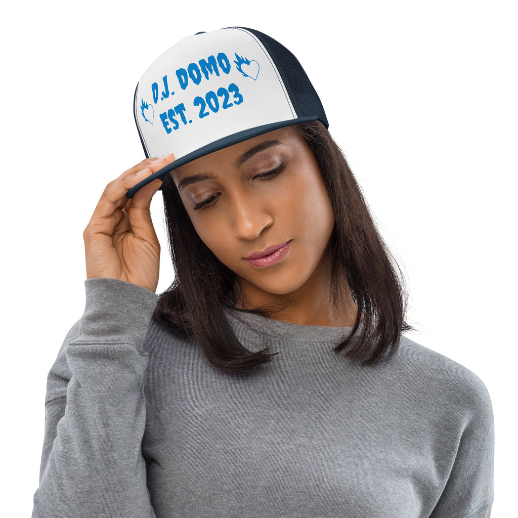 "Fire Hearts" Trucker Cap Multi Color/Light Blue