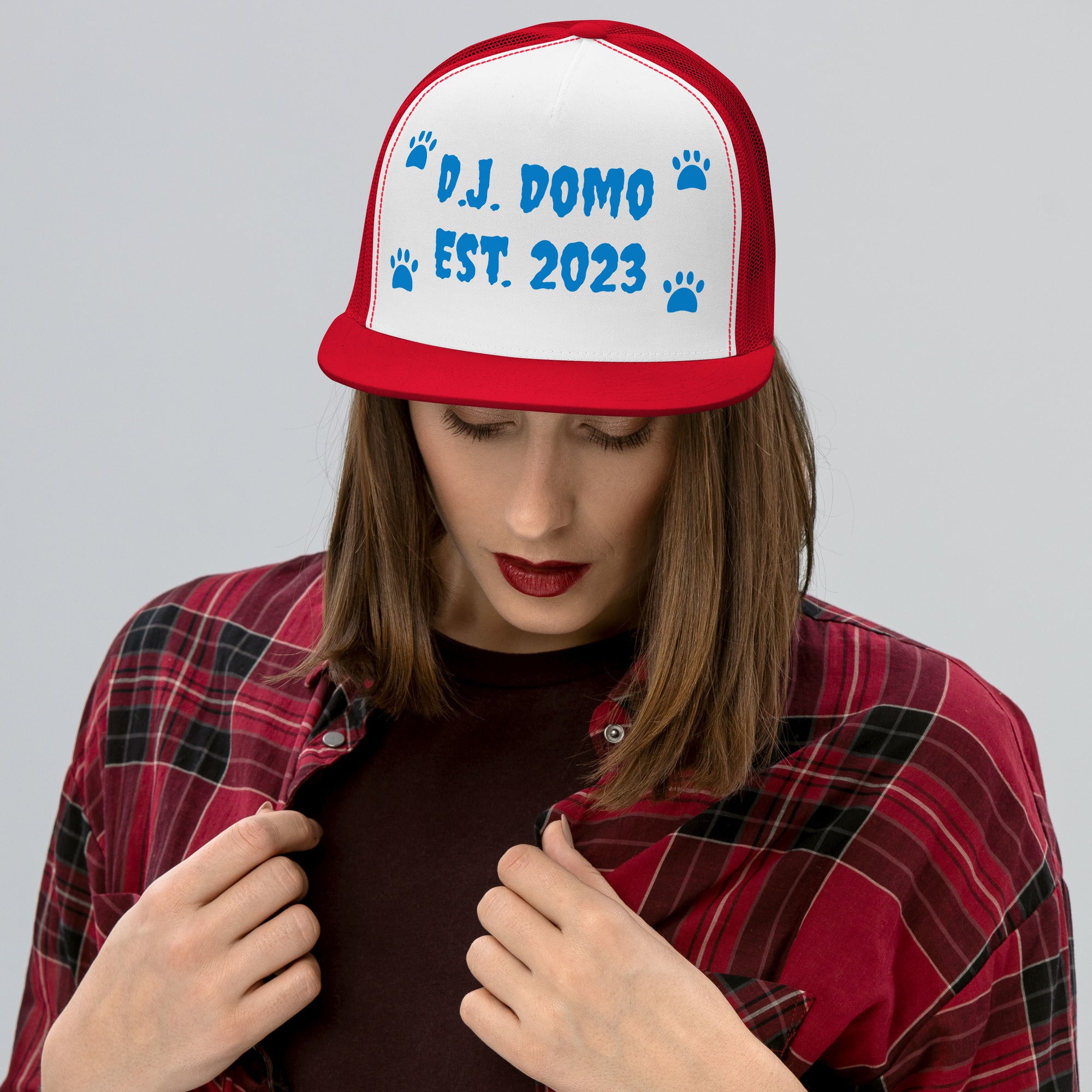 "Dog Paws" Trucker Cap Multi Color/Light Blue