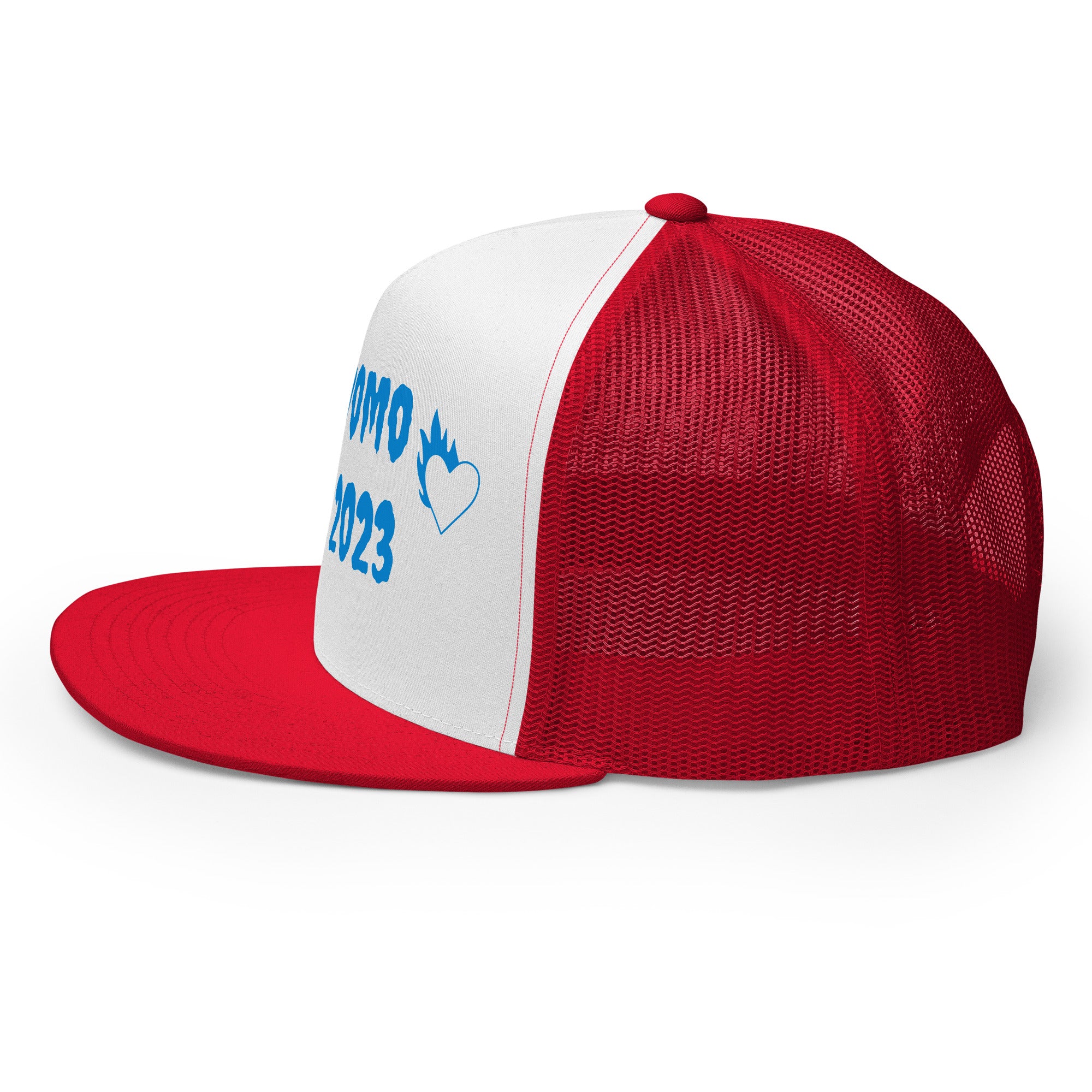 "Fire Hearts" Trucker Cap Multi Color/Light Blue