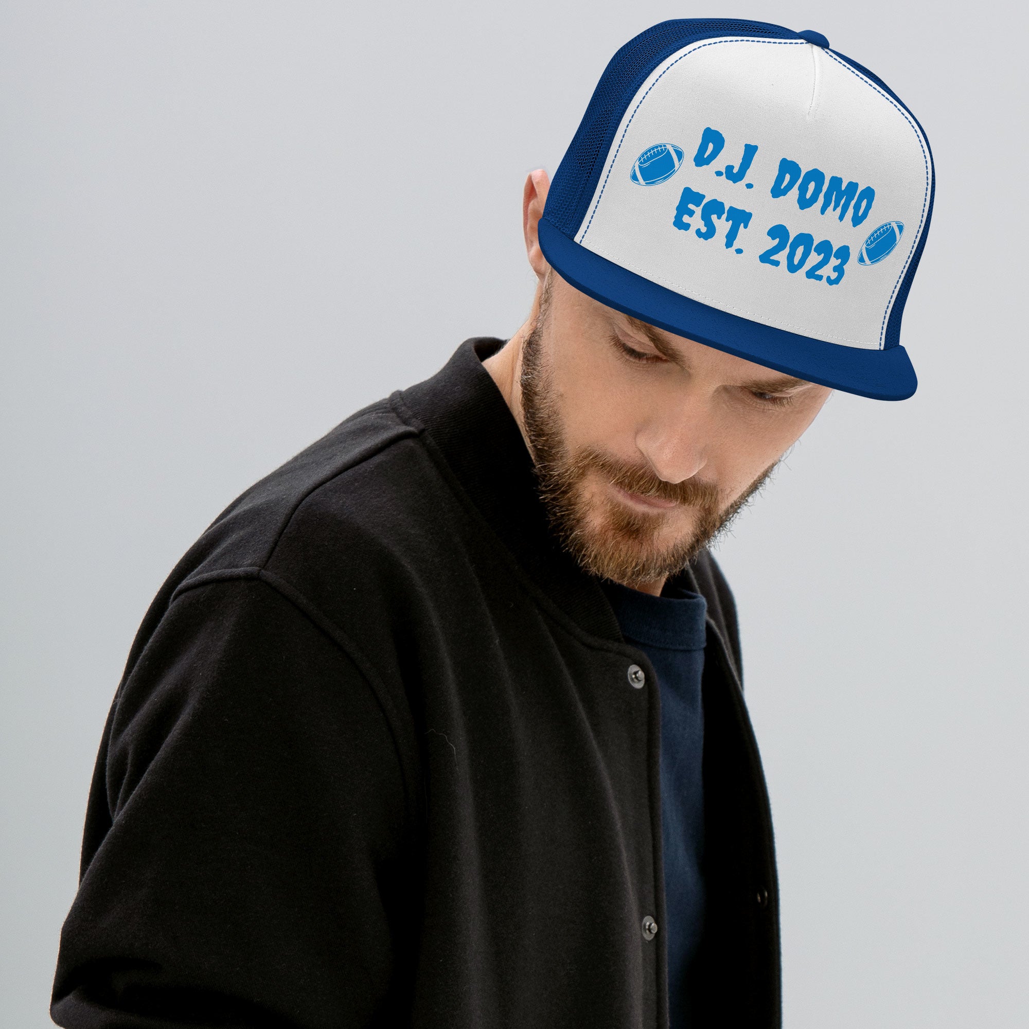 "Football" Trucker Cap Multi Color/Light Blue