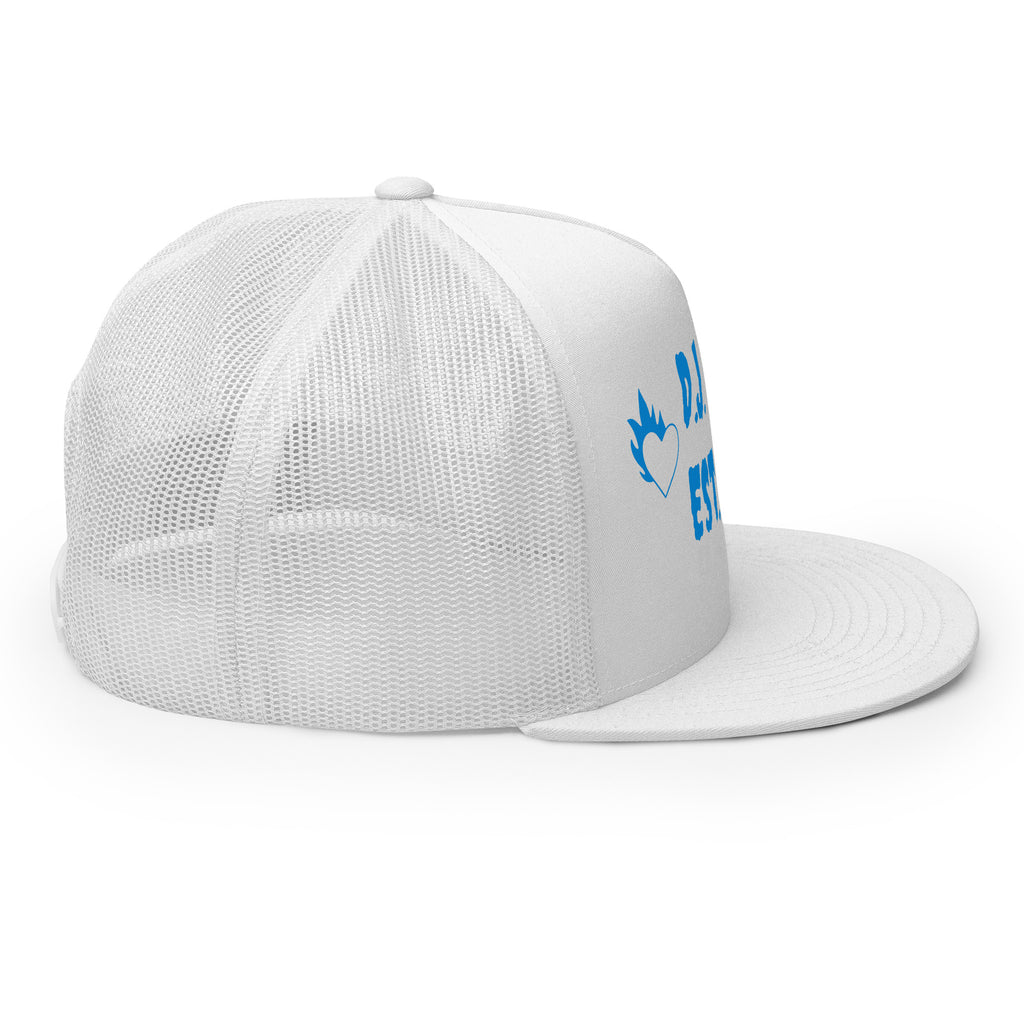 "Fire Hearts" Trucker Cap Multi Color/Light Blue