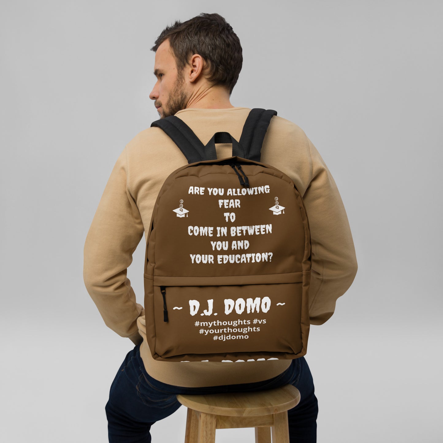 D.J. Domo DQOI Pt 1 "FEAR" Backpack Brown/White