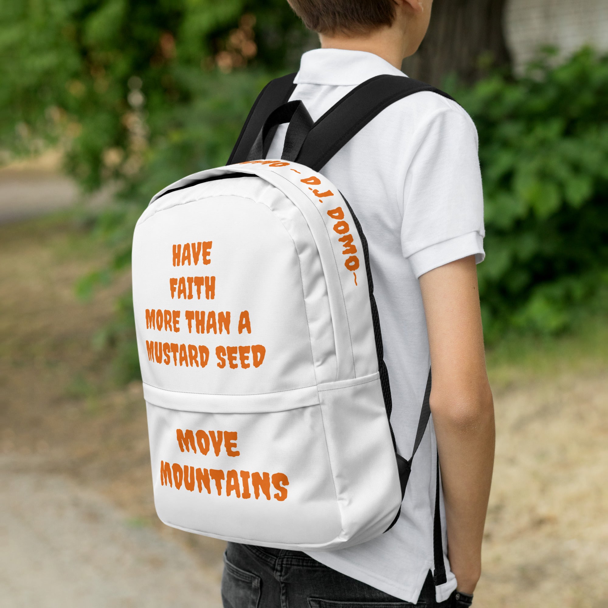D.J. Domo "Move Mountain" Backpack White/Rust Orange