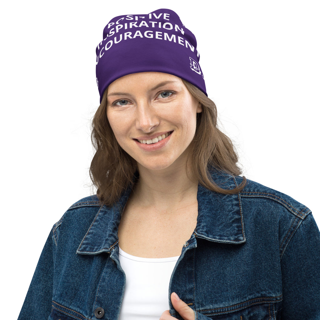 "PIE" Beanie Purple/White
