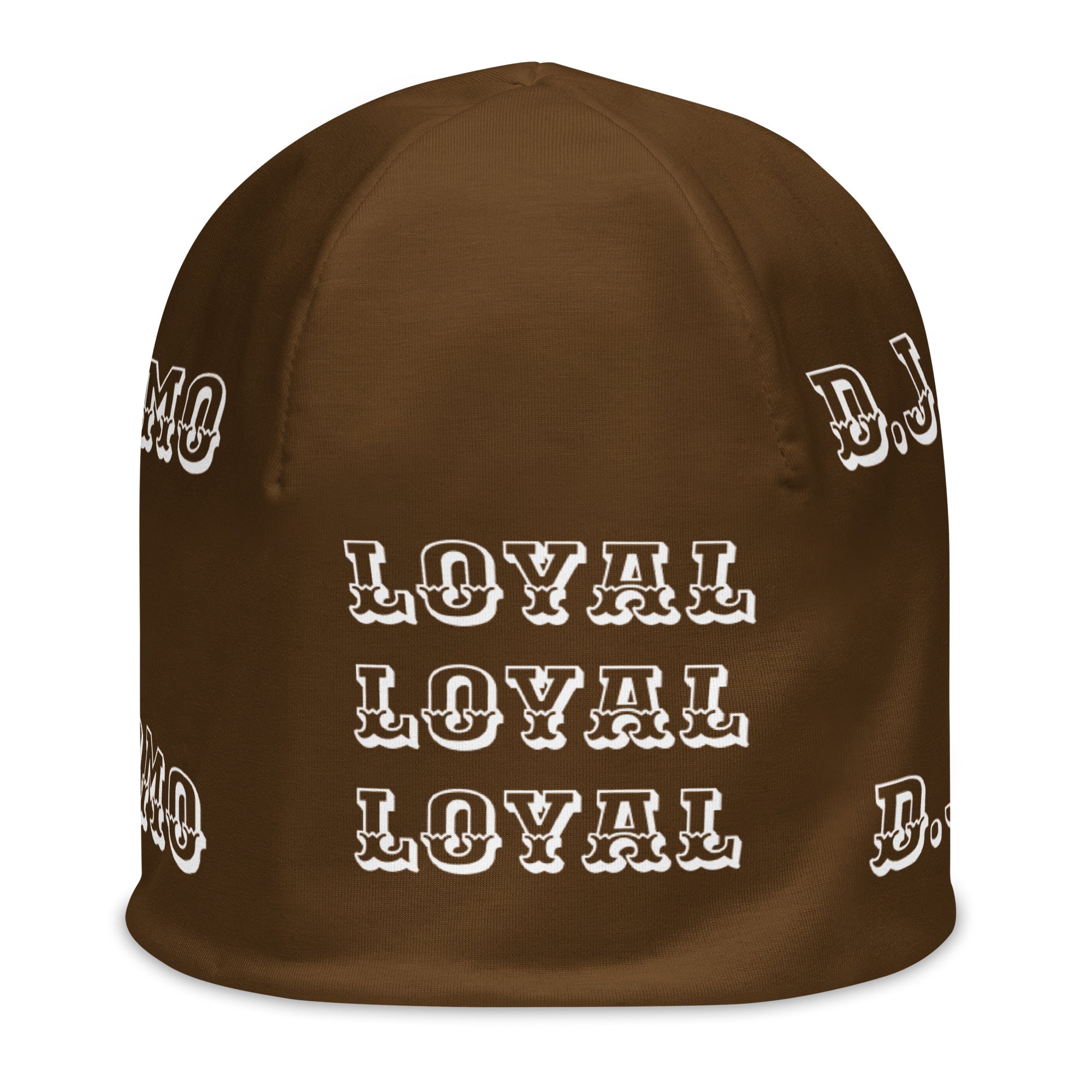 "LOYAL" Beanie Brown/White