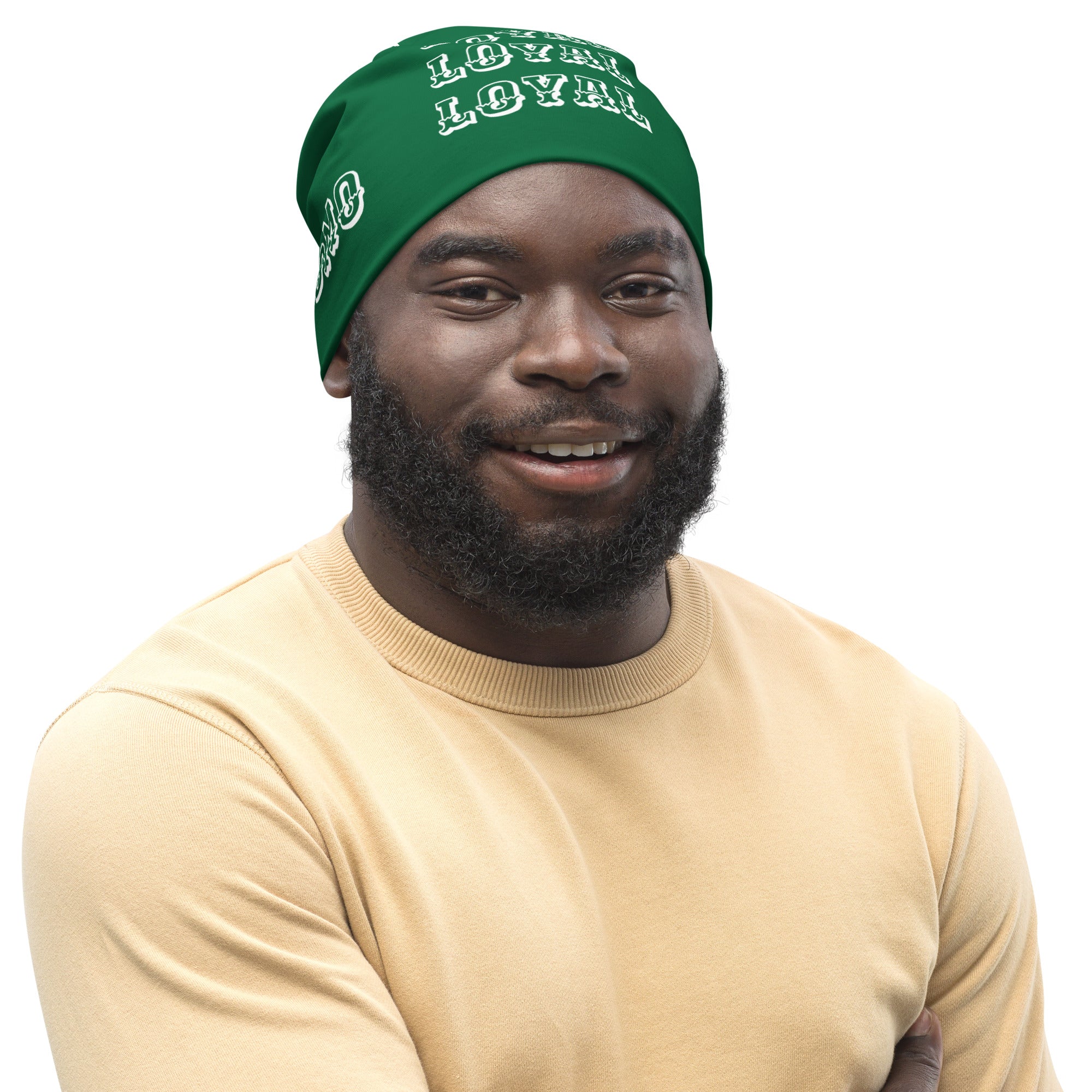"LOYAL" Beanie Green/White