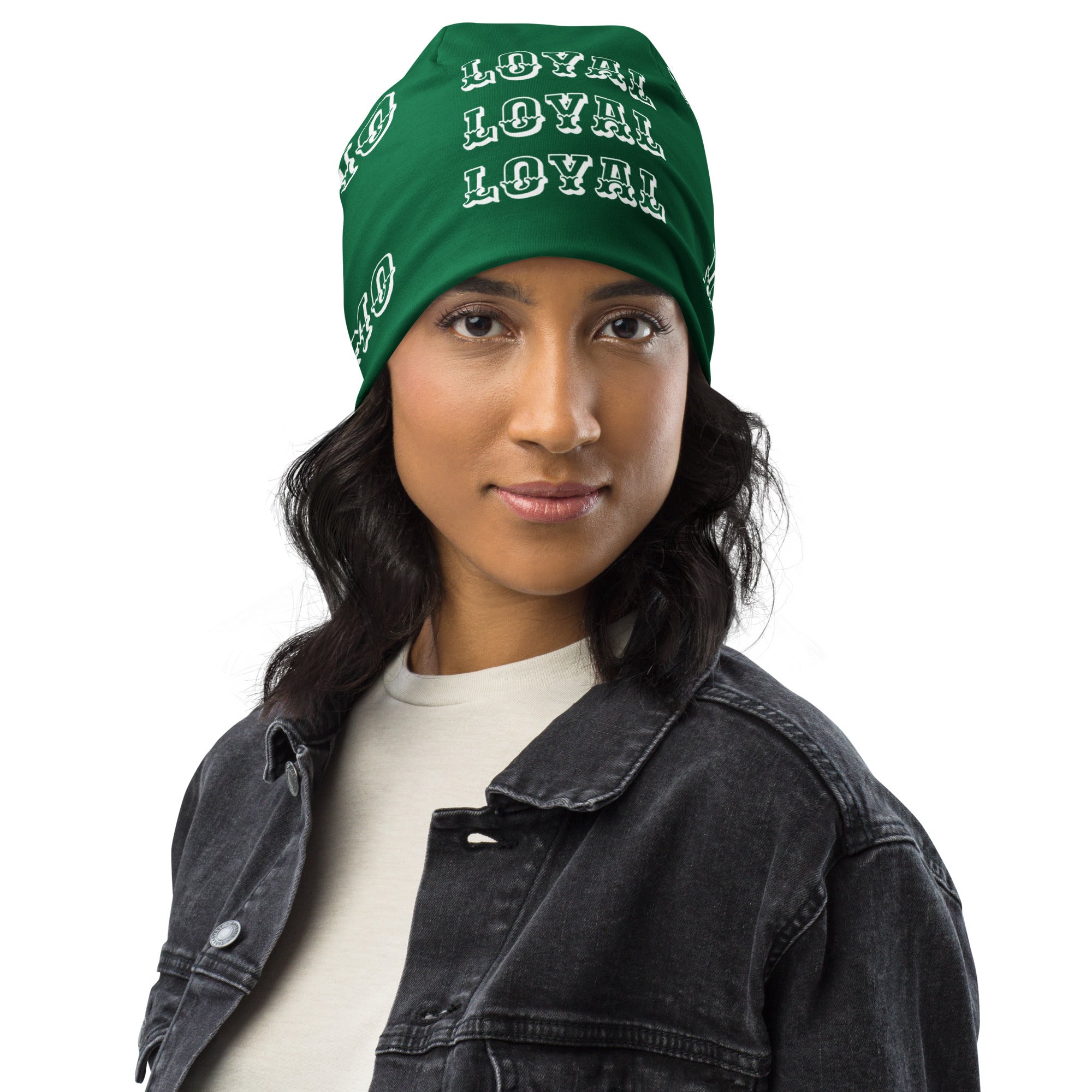 "LOYAL" Beanie Green/White