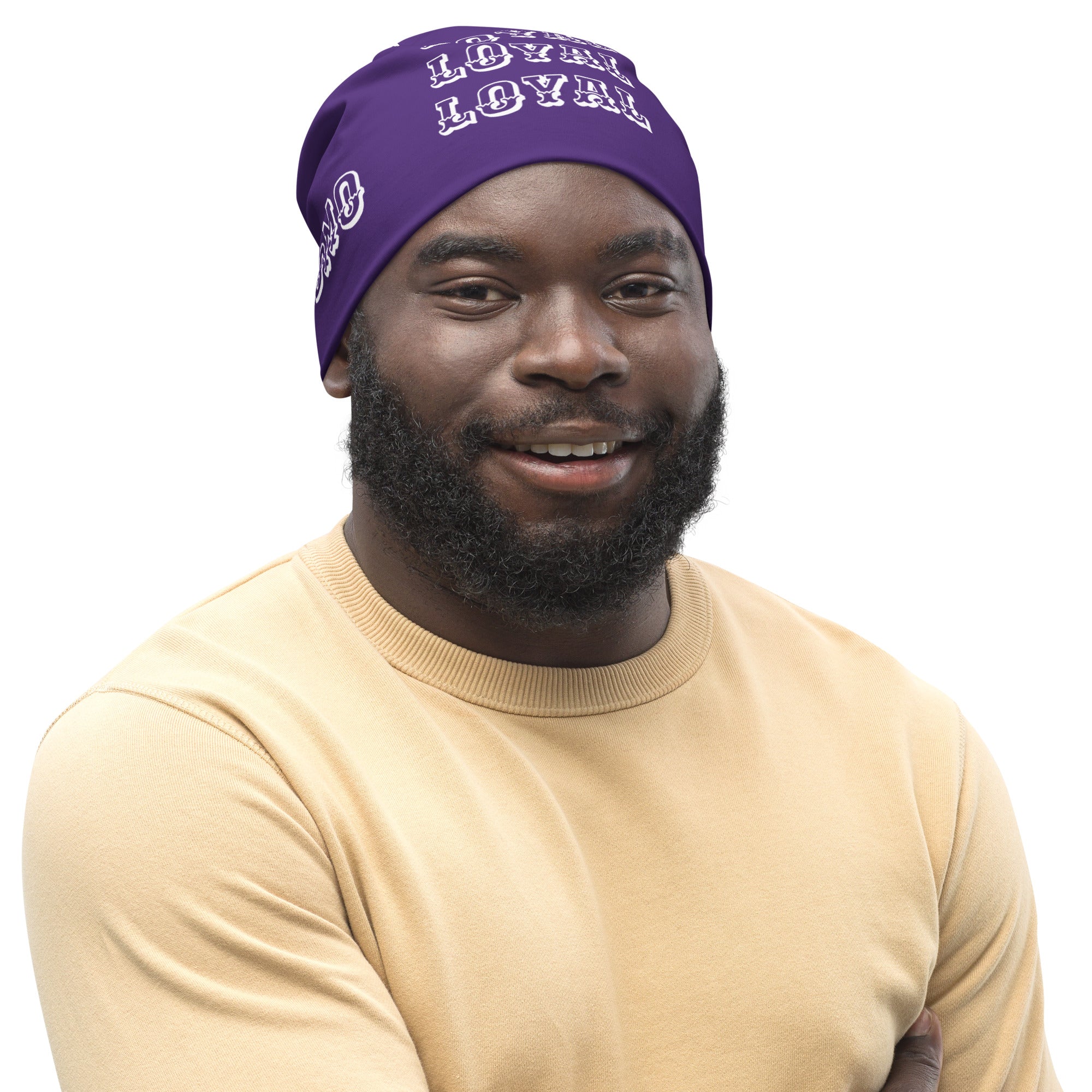 "LOYAL" Beanie Purple/White
