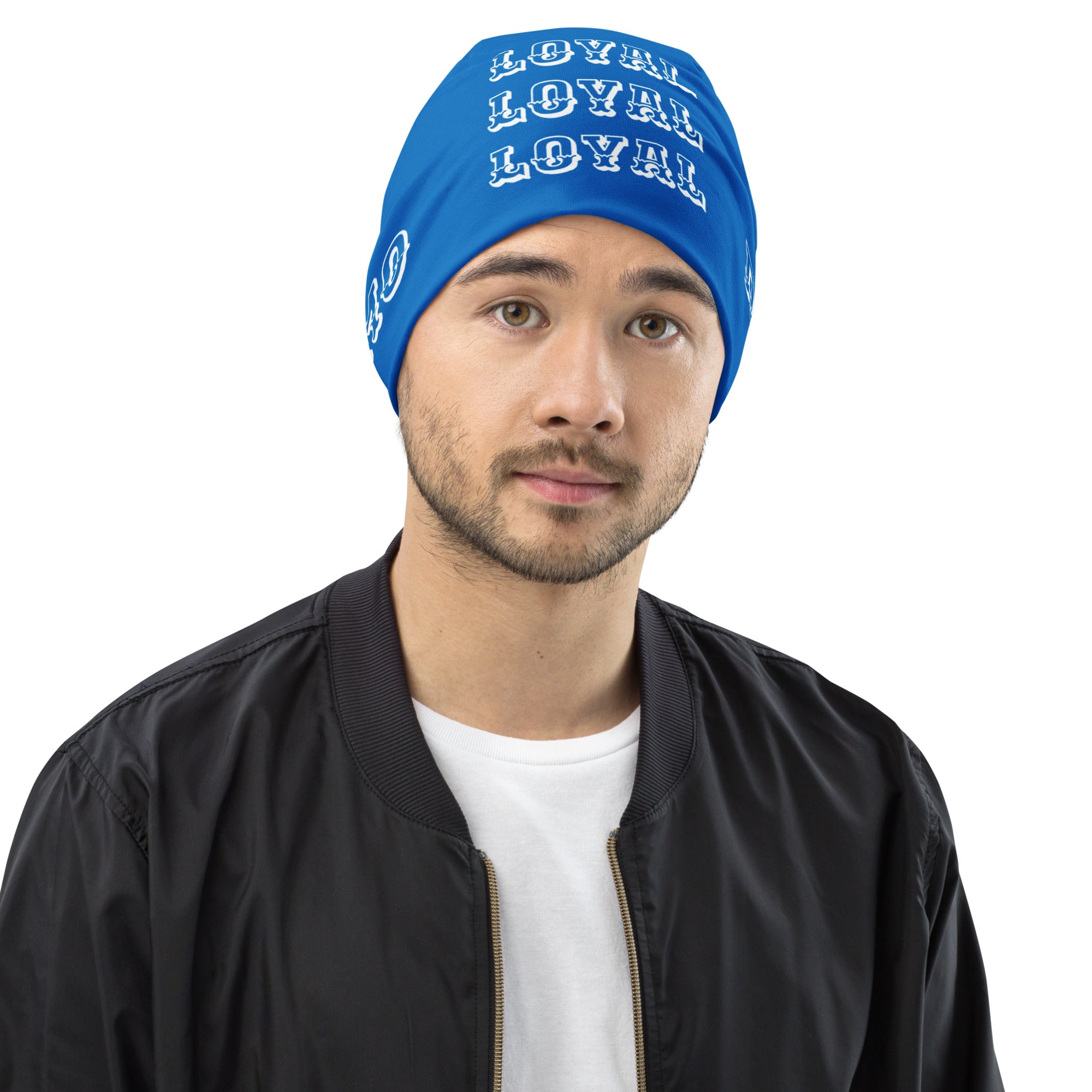 "LOYAL" Beanie Light Blue/White