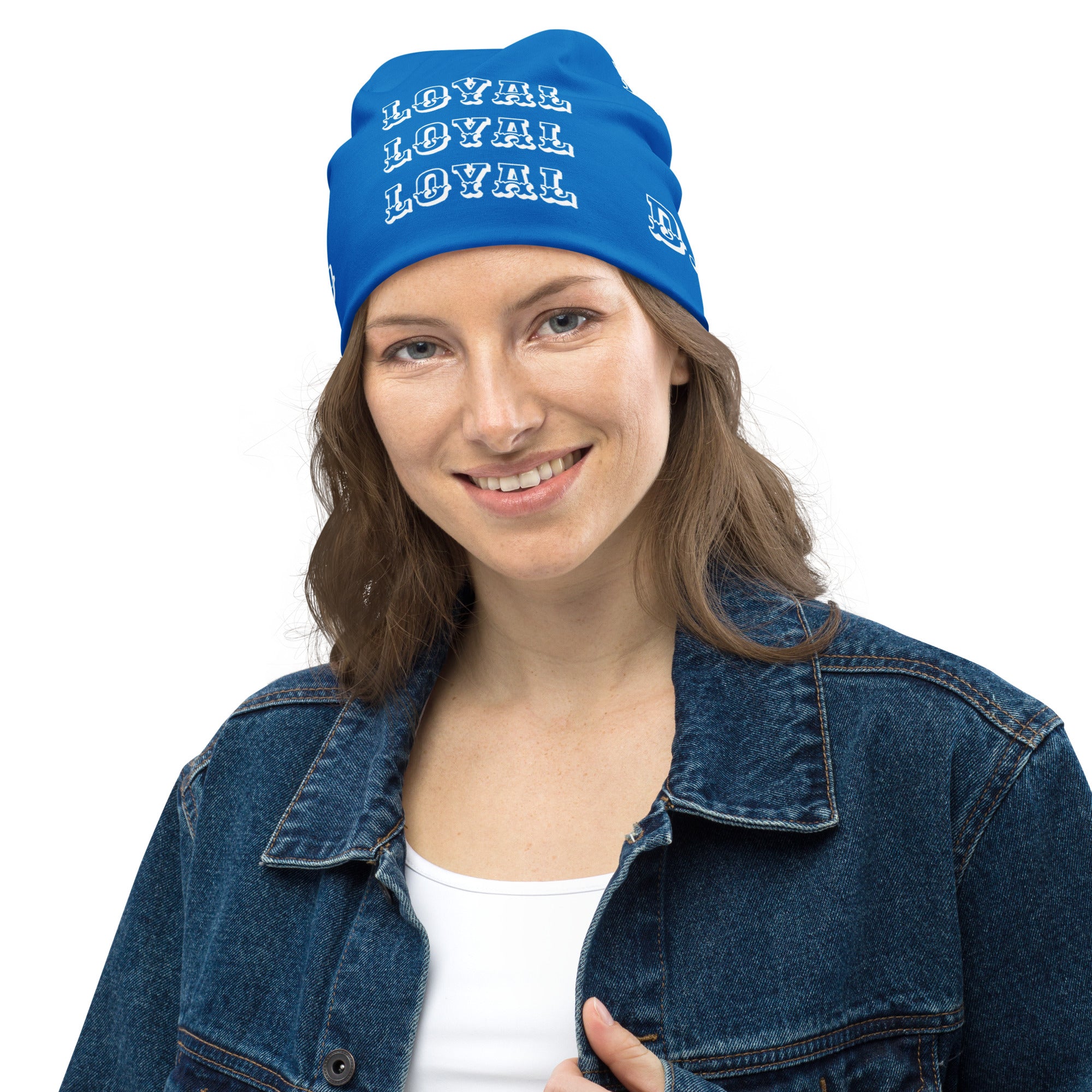 "LOYAL" Beanie Light Blue/White