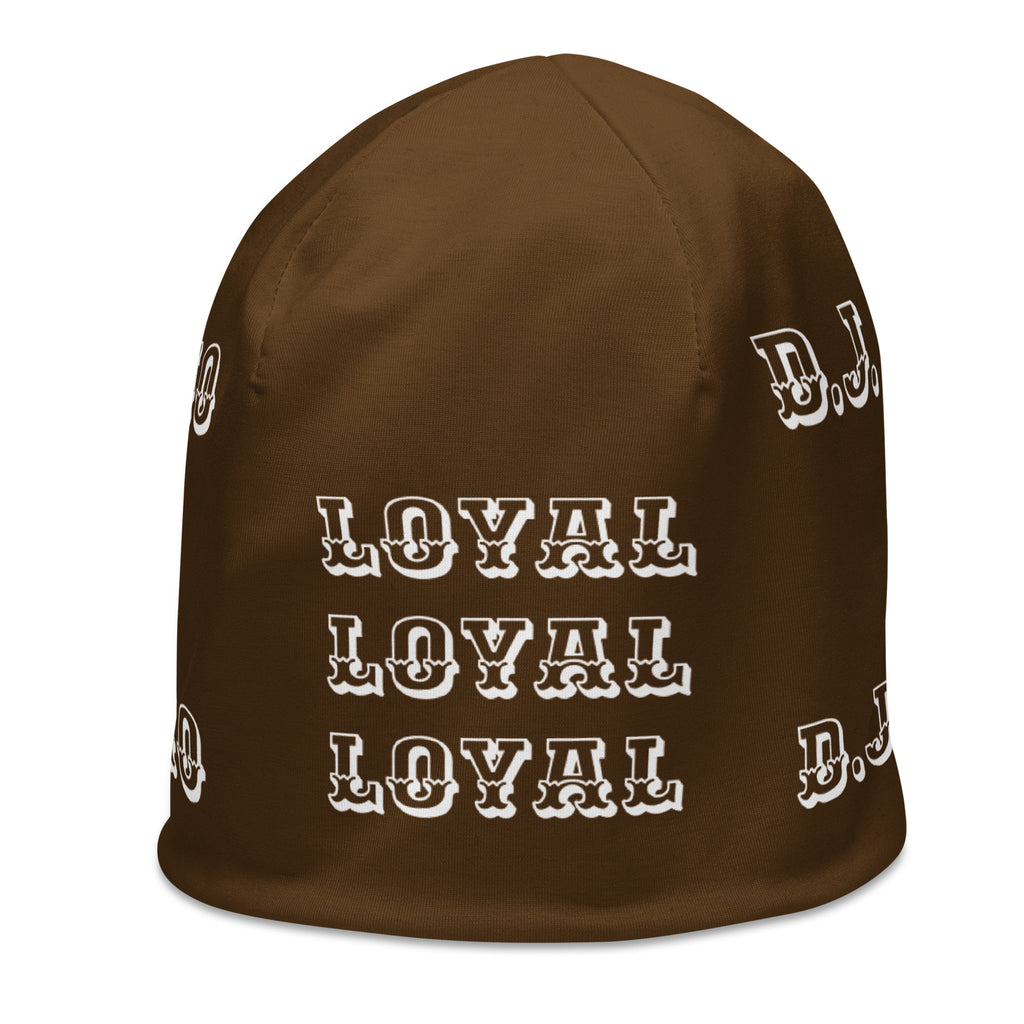 "LOYAL" Beanie Brown/White
