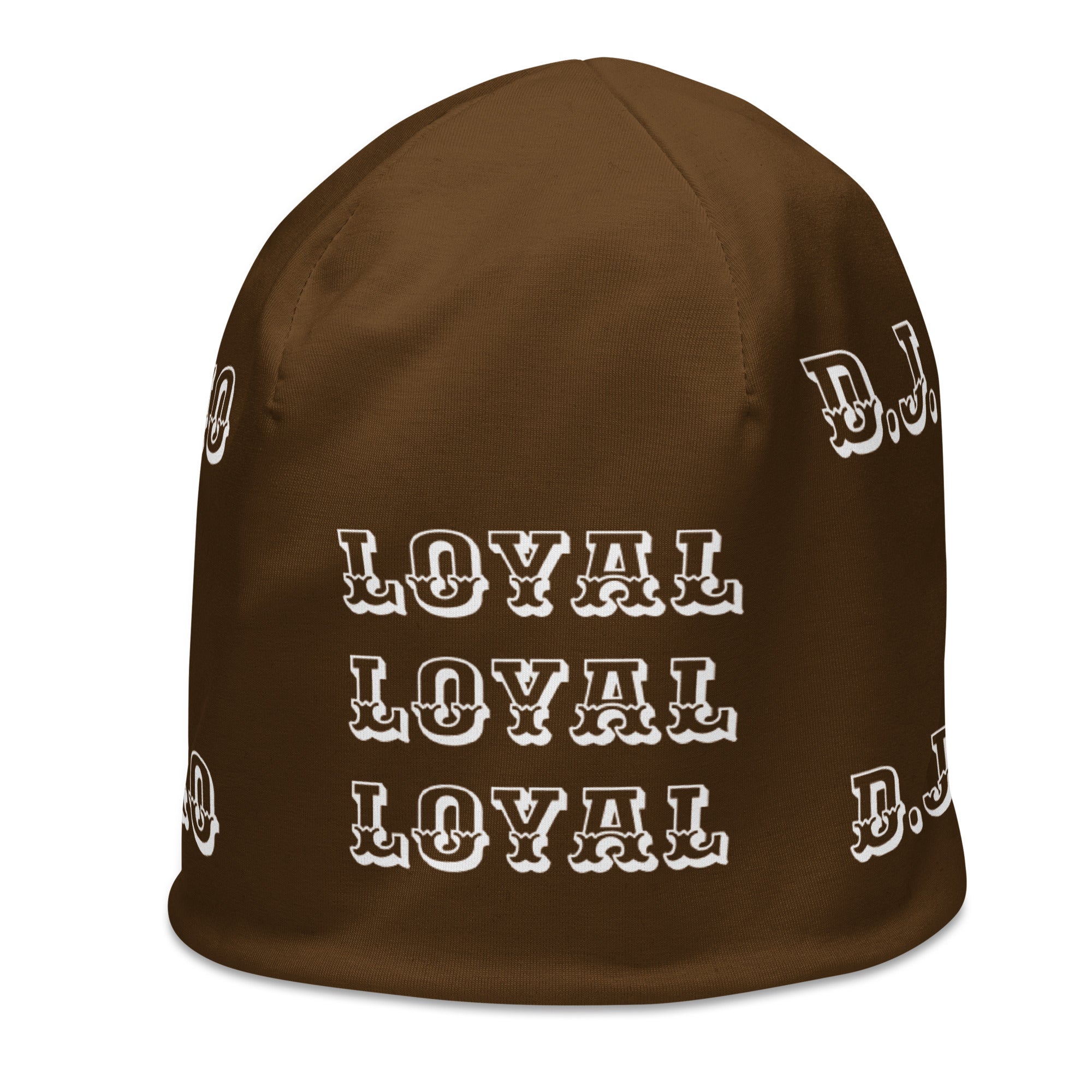 "LOYAL" Beanie Brown/White