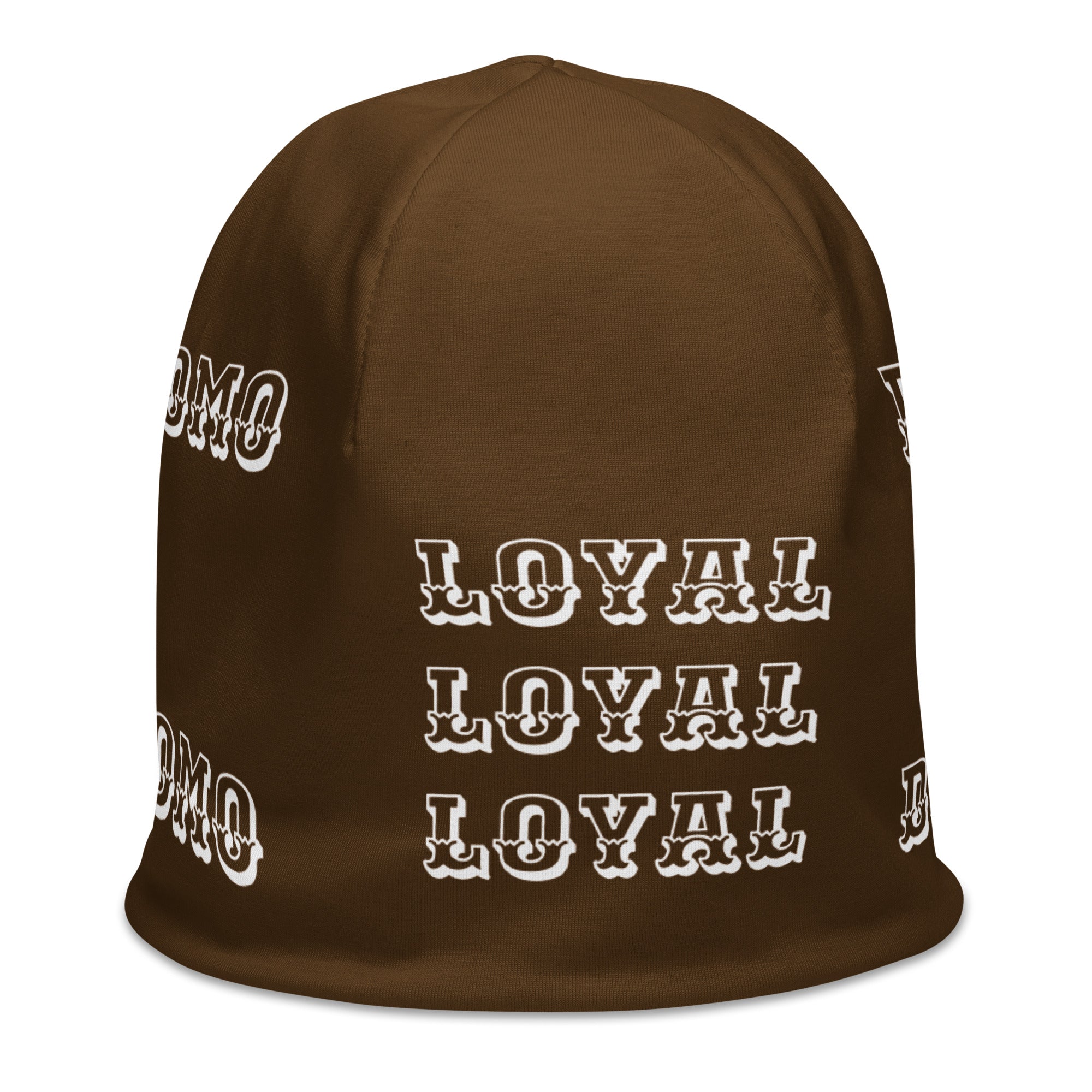"LOYAL" Beanie Brown/White