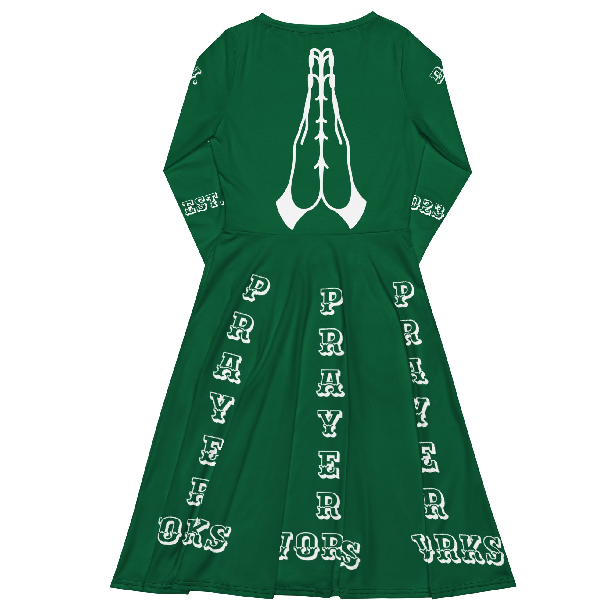 D.J. Domo "Prayer Works Font2" Midi Dress Green/White