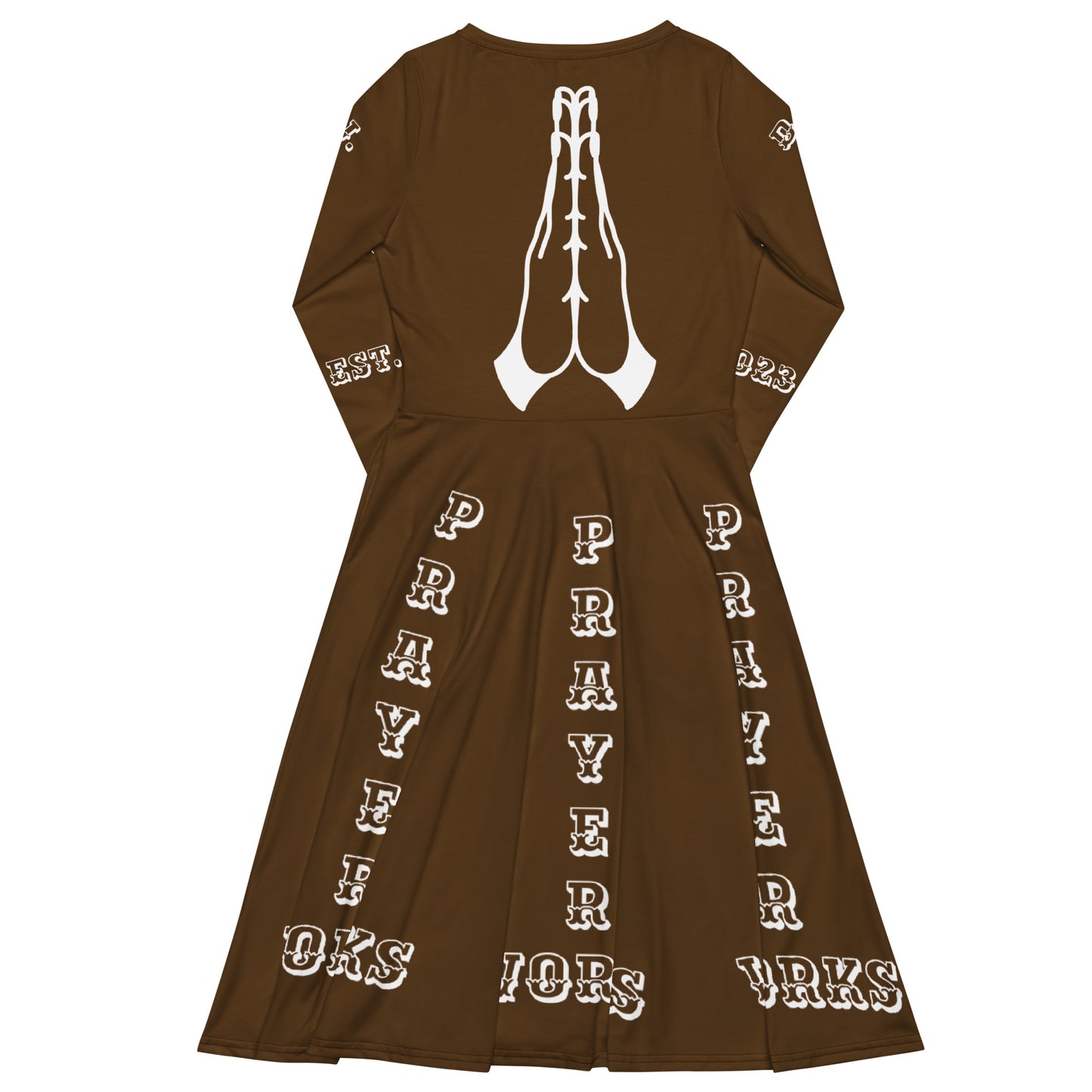 D.J. Domo "Prayer Works Font2" Midi Dress Brown/White