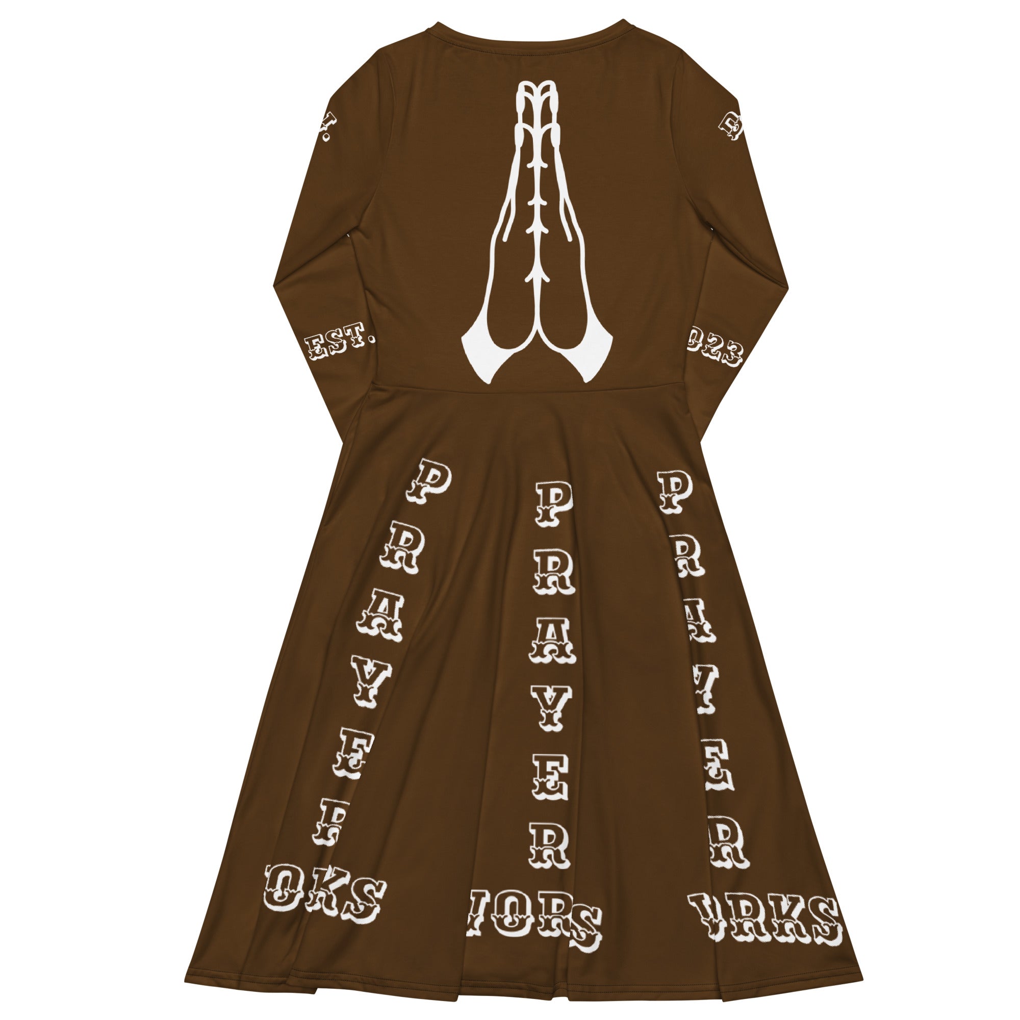 D.J. Domo "Prayer Works Font2" Midi Dress Brown/White
