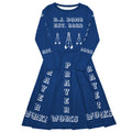 D.J. Domo "Prayer Works Font2" Midi Dress Dark Blue/White