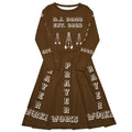 D.J. Domo "Prayer Works Font2" Midi Dress Brown/White
