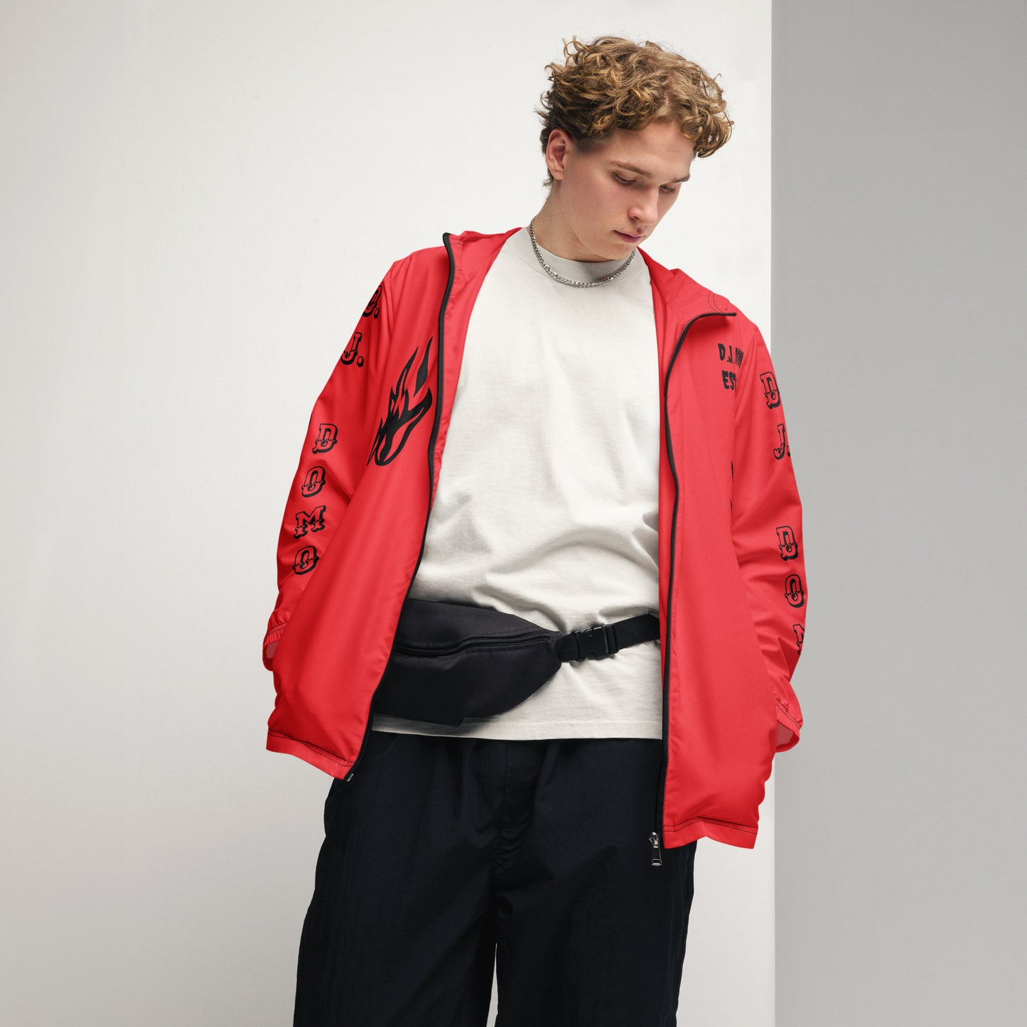 D.J. Domo "Biker" Men’s Windbreaker Jacket Red/Black