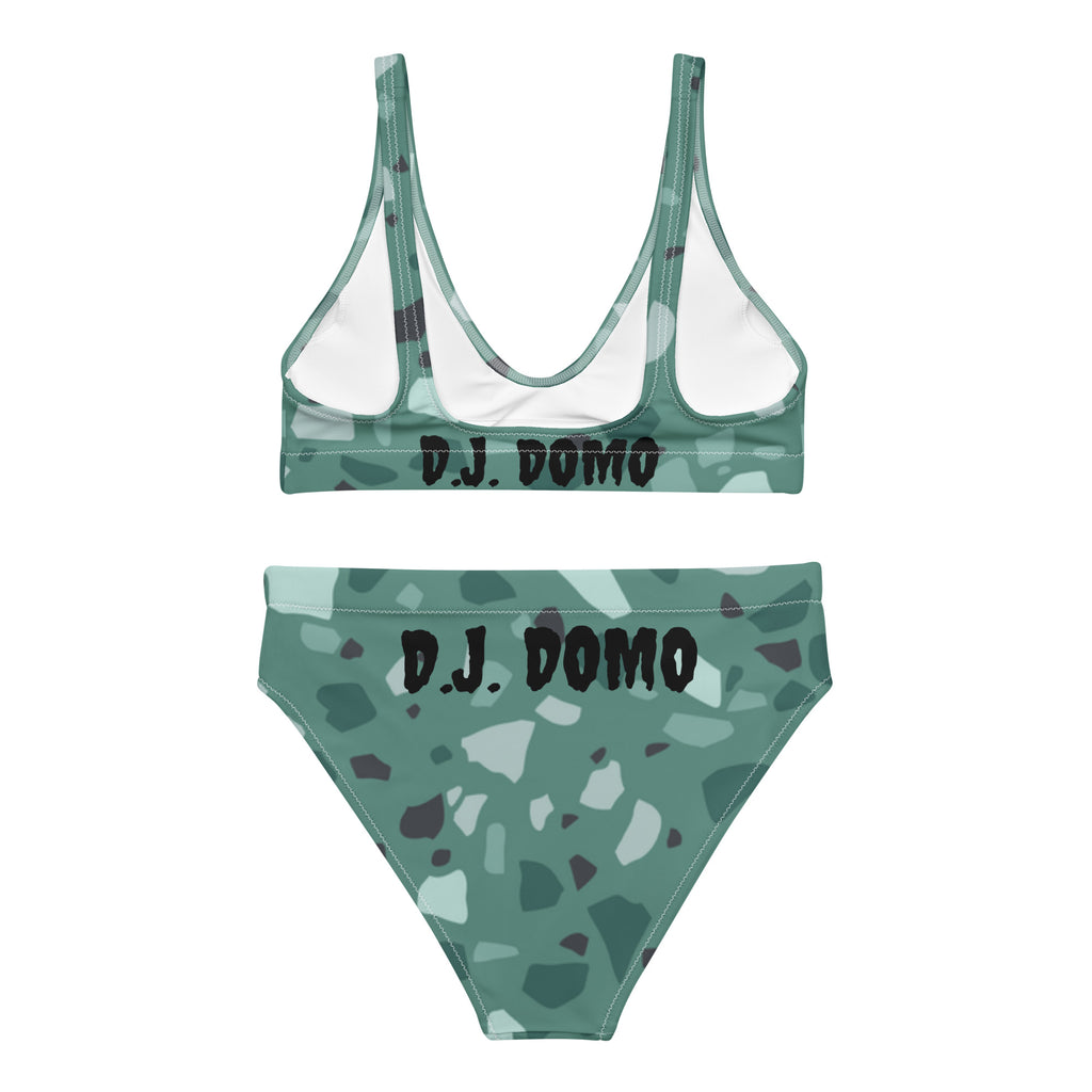 "Green Shapes" 2 Piece High-Waisted Bikini Swimsuit