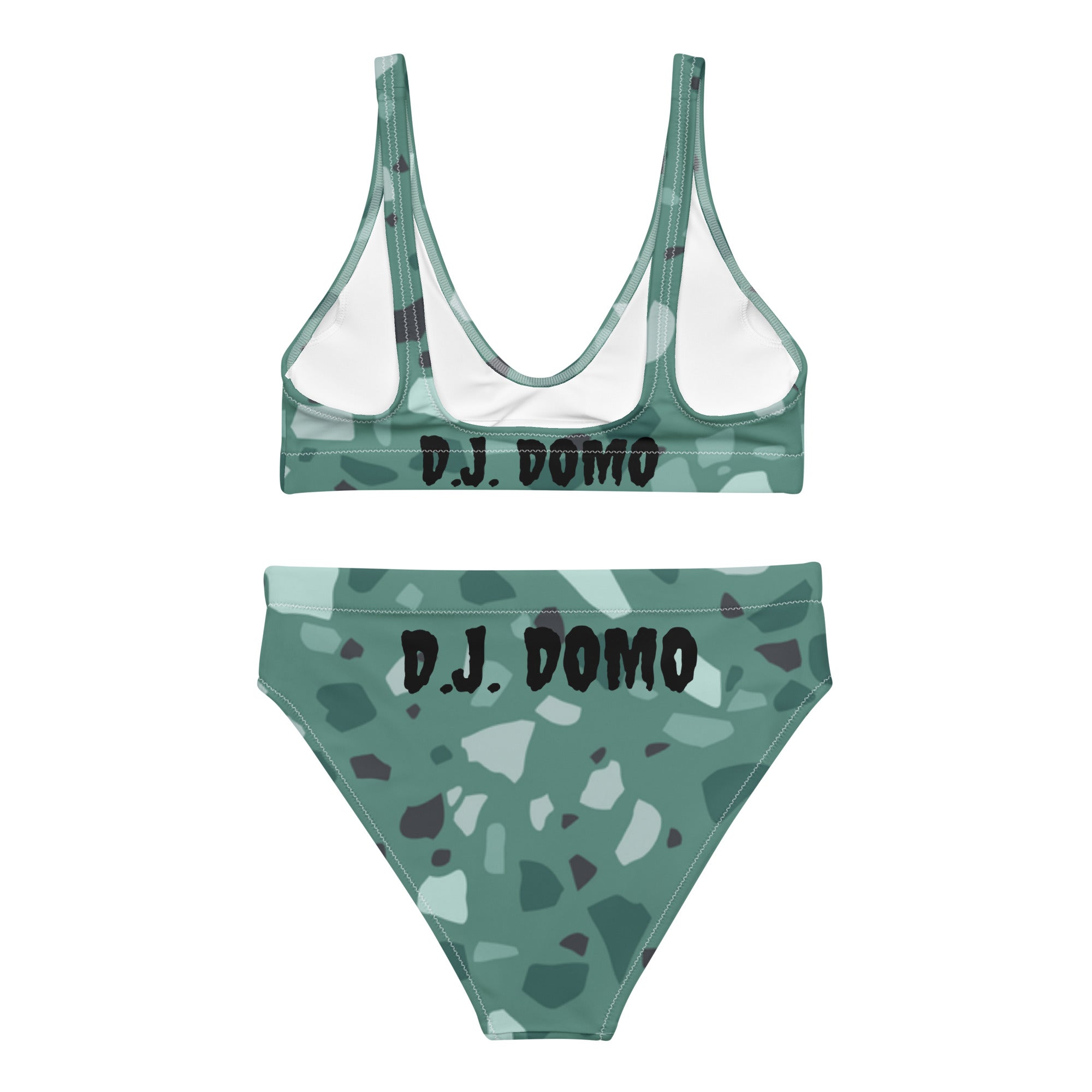 "Green Shapes" 2 Piece High-Waisted Bikini Swimsuit