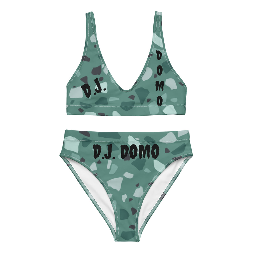 "Green Shapes" 2 Piece High-Waisted Bikini Swimsuit