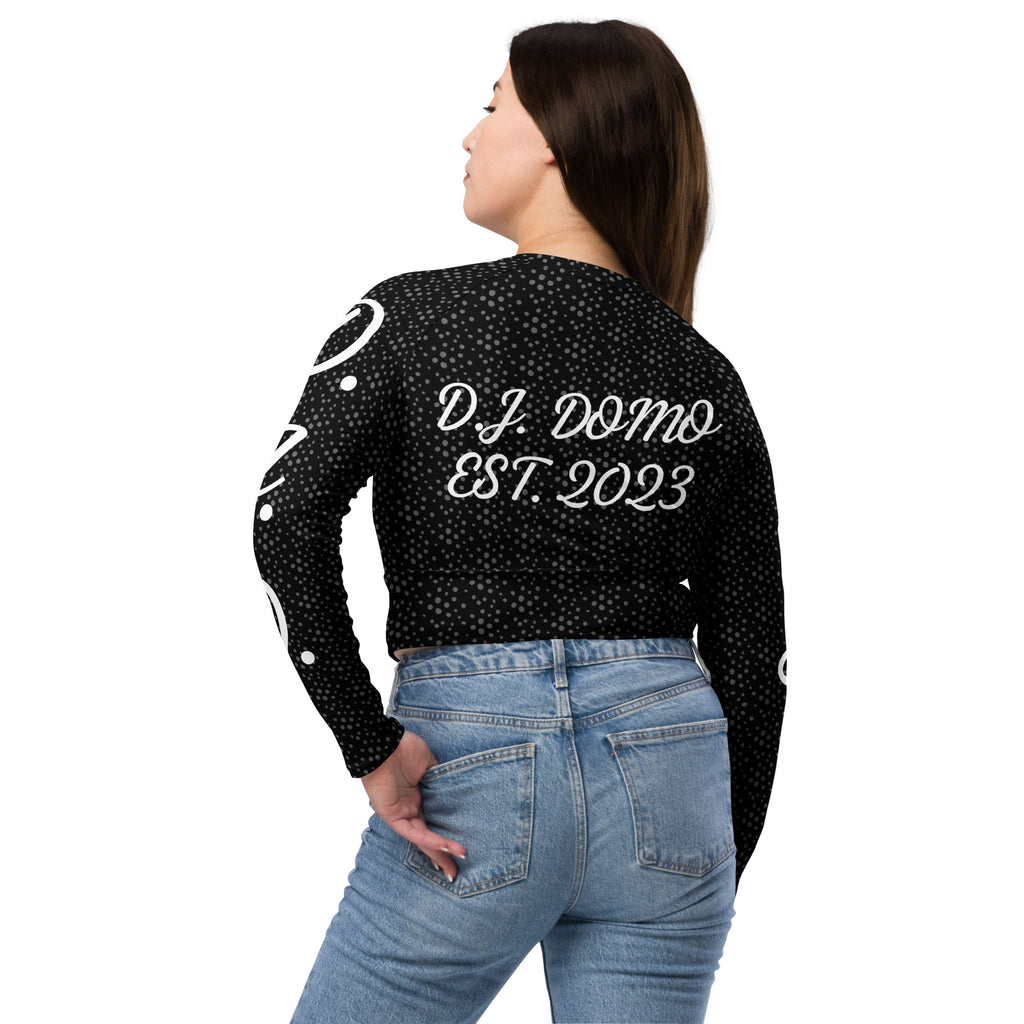 "D.J.D." Long-Sleeve Crop Top Dots/Black/White
