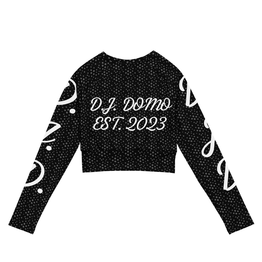 "D.J.D." Long-Sleeve Crop Top Dots/Black/White