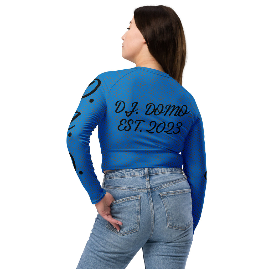 "D.J.D." Long-Sleeve Crop Top Light Blue/Black