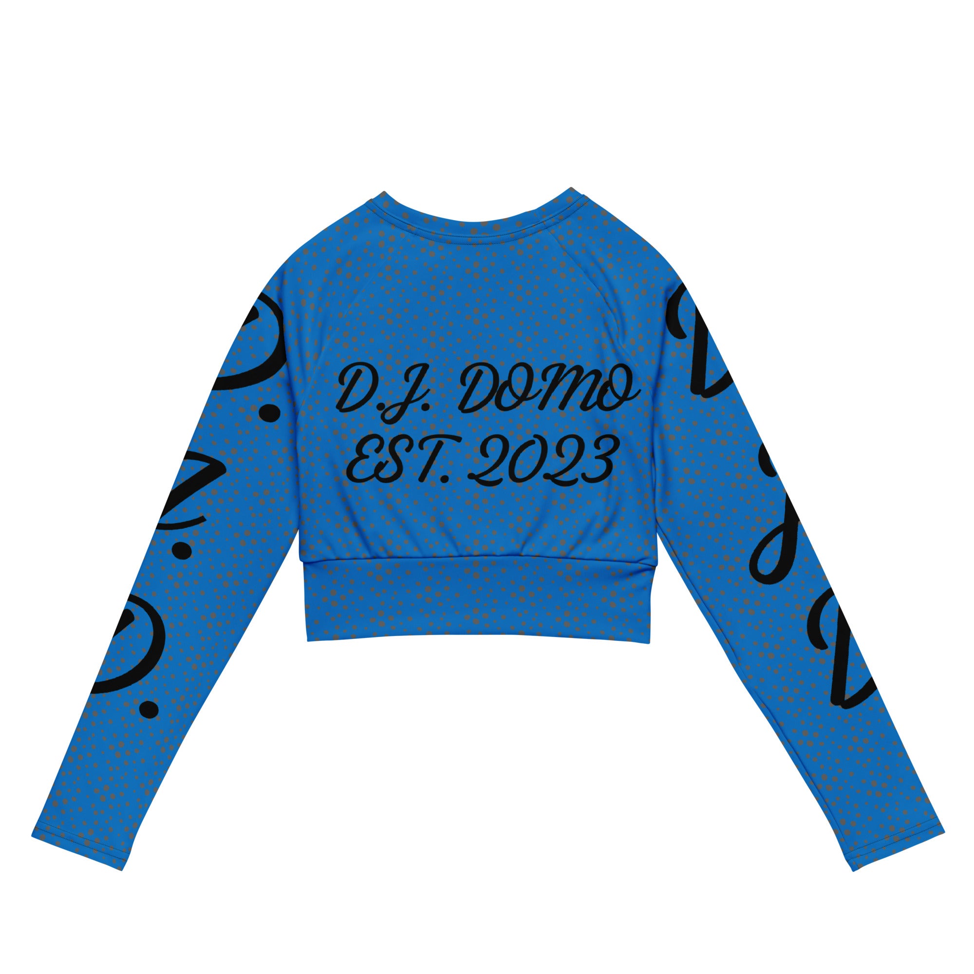 "D.J.D." Long-Sleeve Crop Top Light Blue/Black
